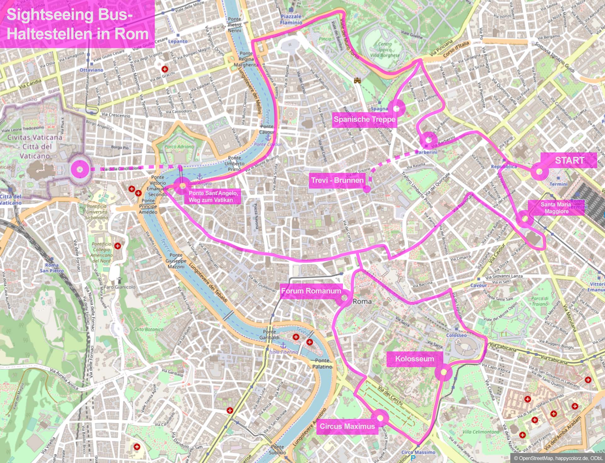 Haltestellen Sightseeing Busse in Rom (mit Karte)
