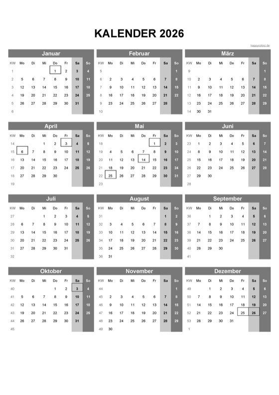 Kalender 2026
