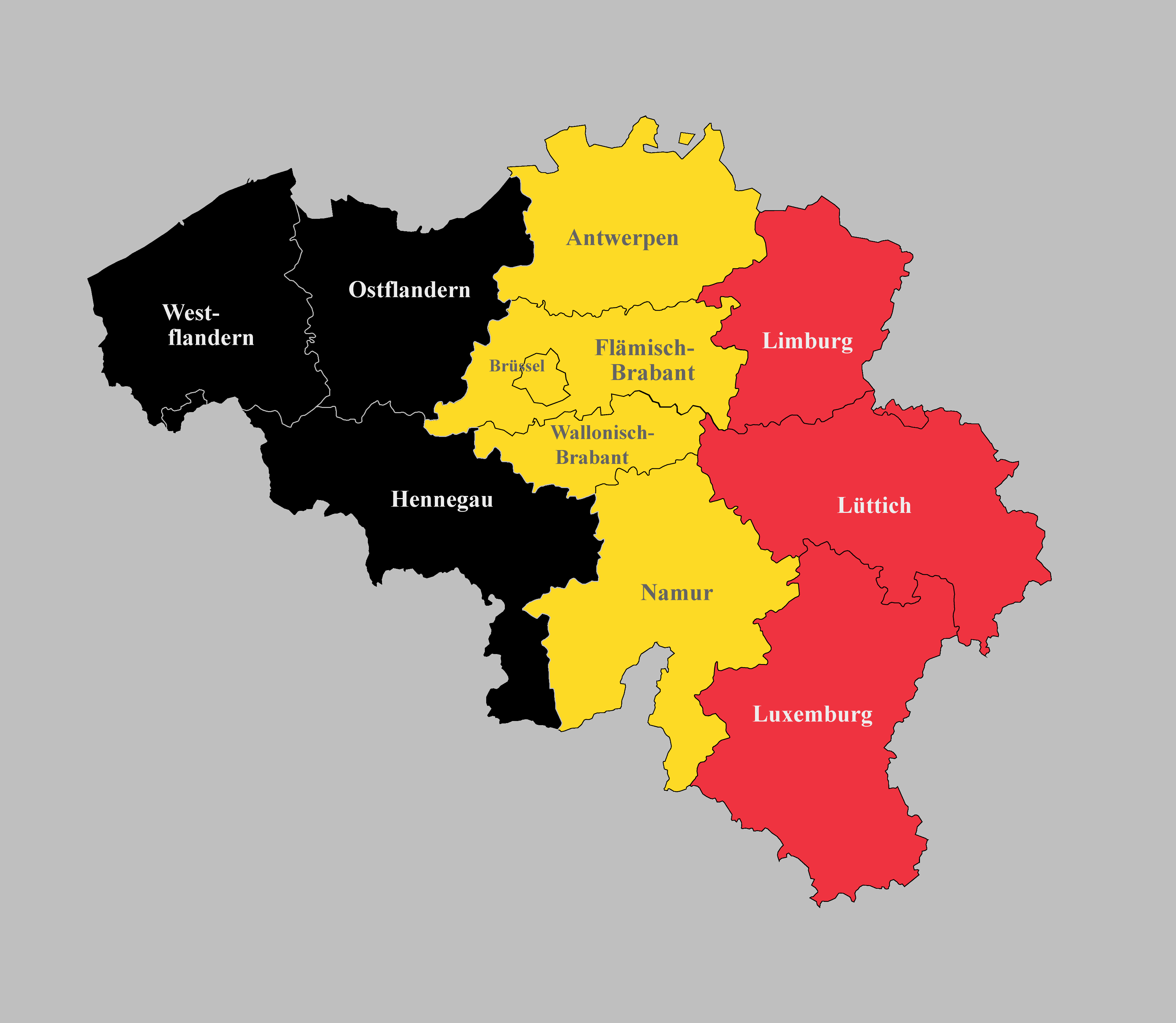 Belgien Karte mit Landesfarben