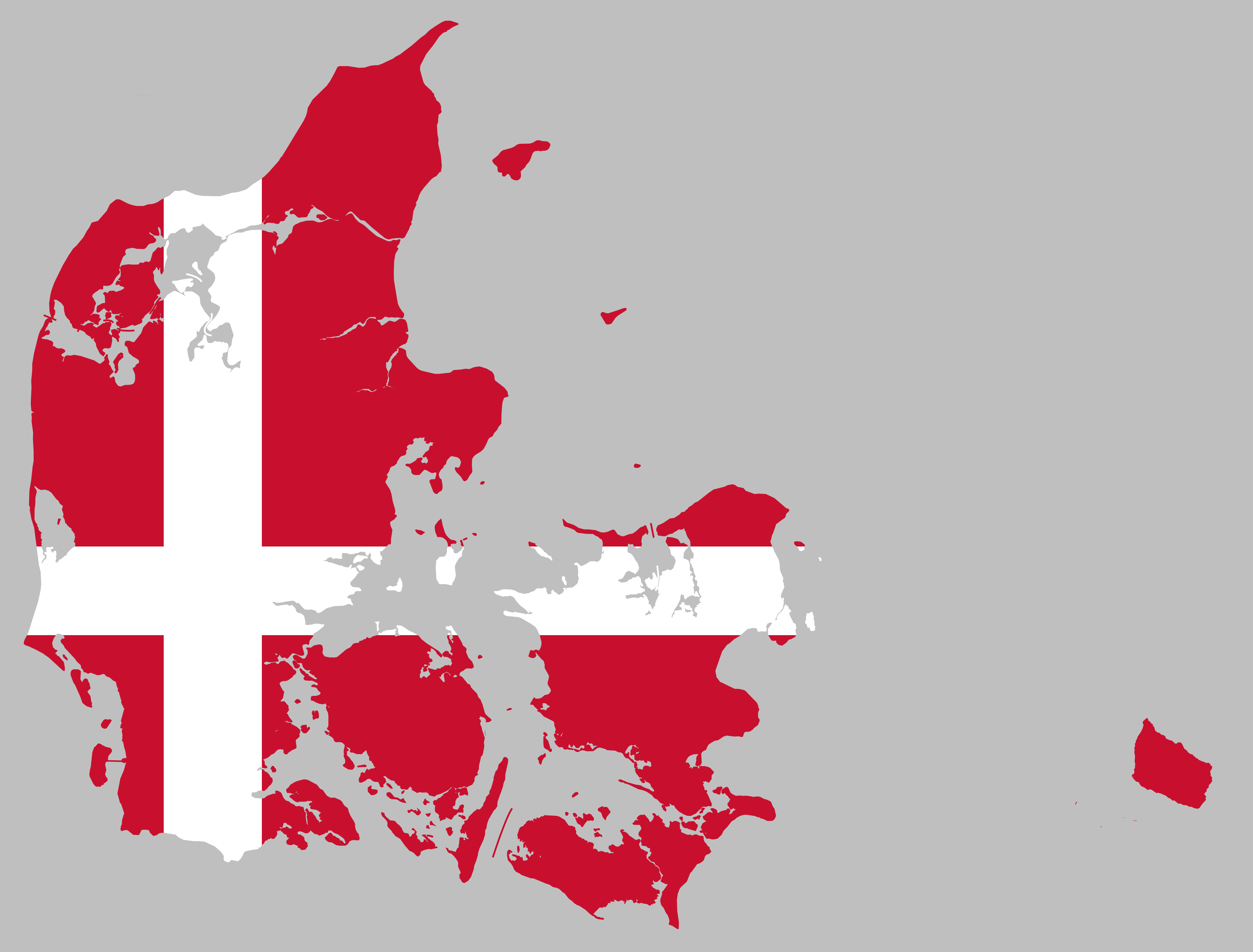 Dänemark Karte mit Landesfarben