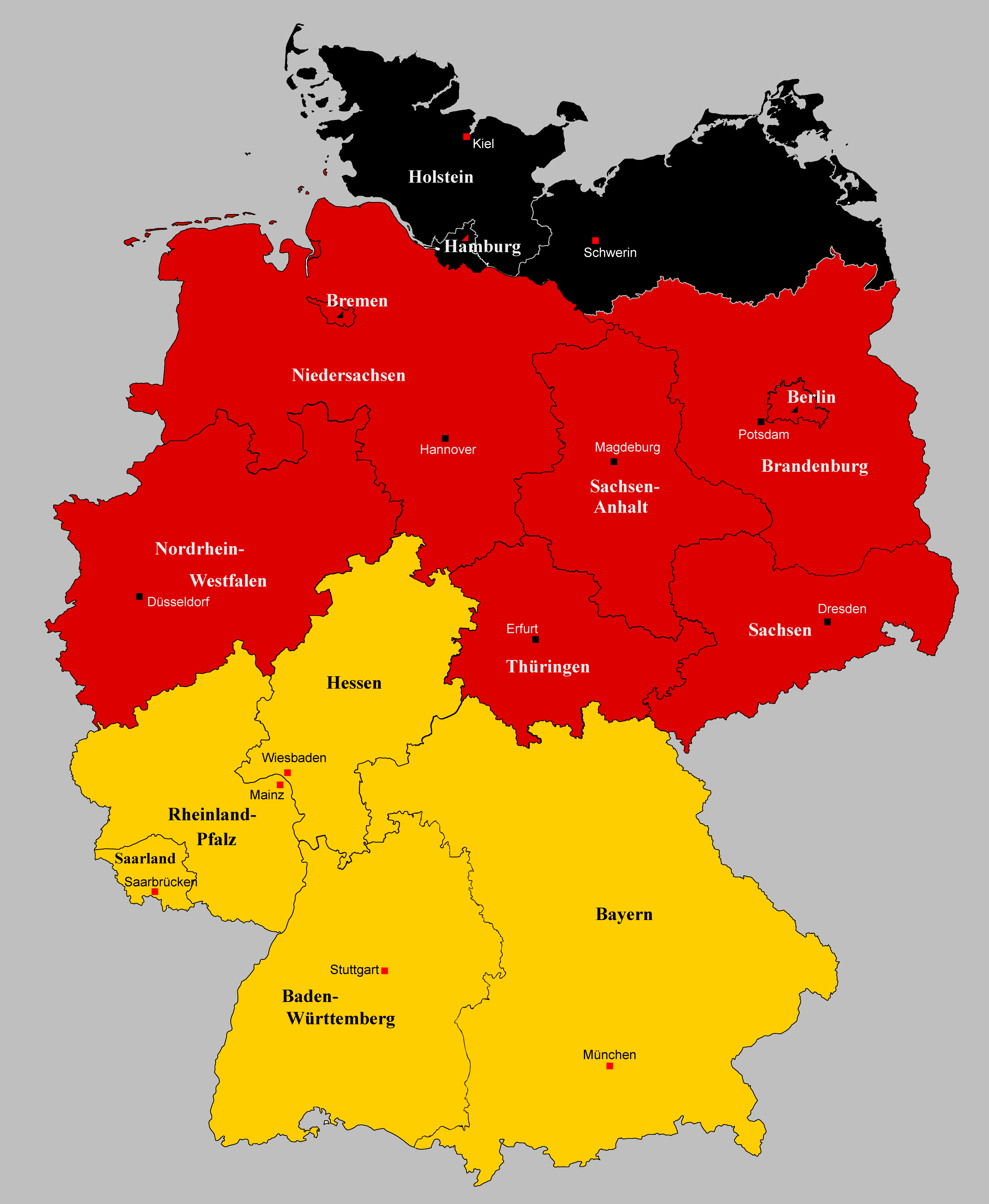 Deutschland Karte mit Landesfarben