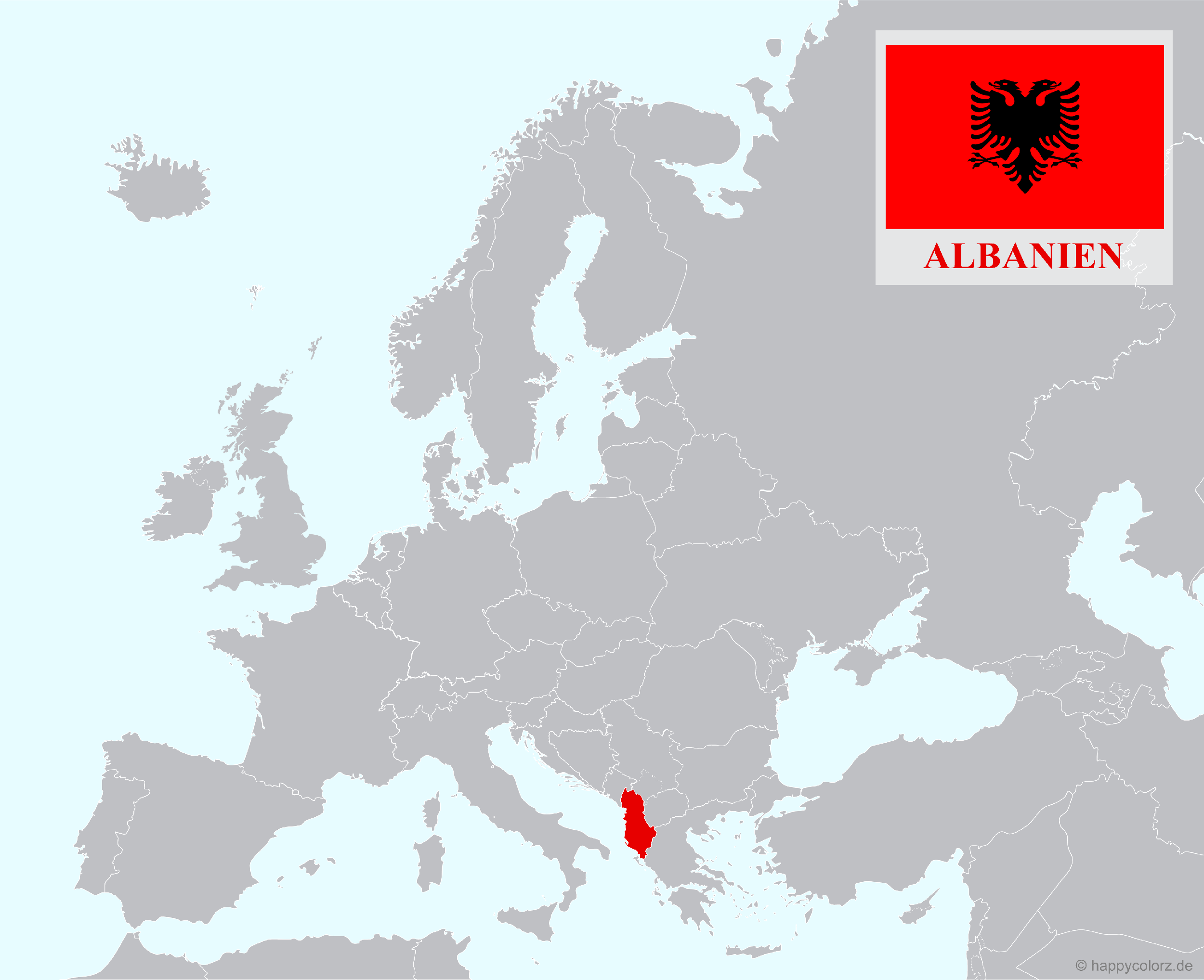Europakarte mit Albanien als hervorgehobenes Land