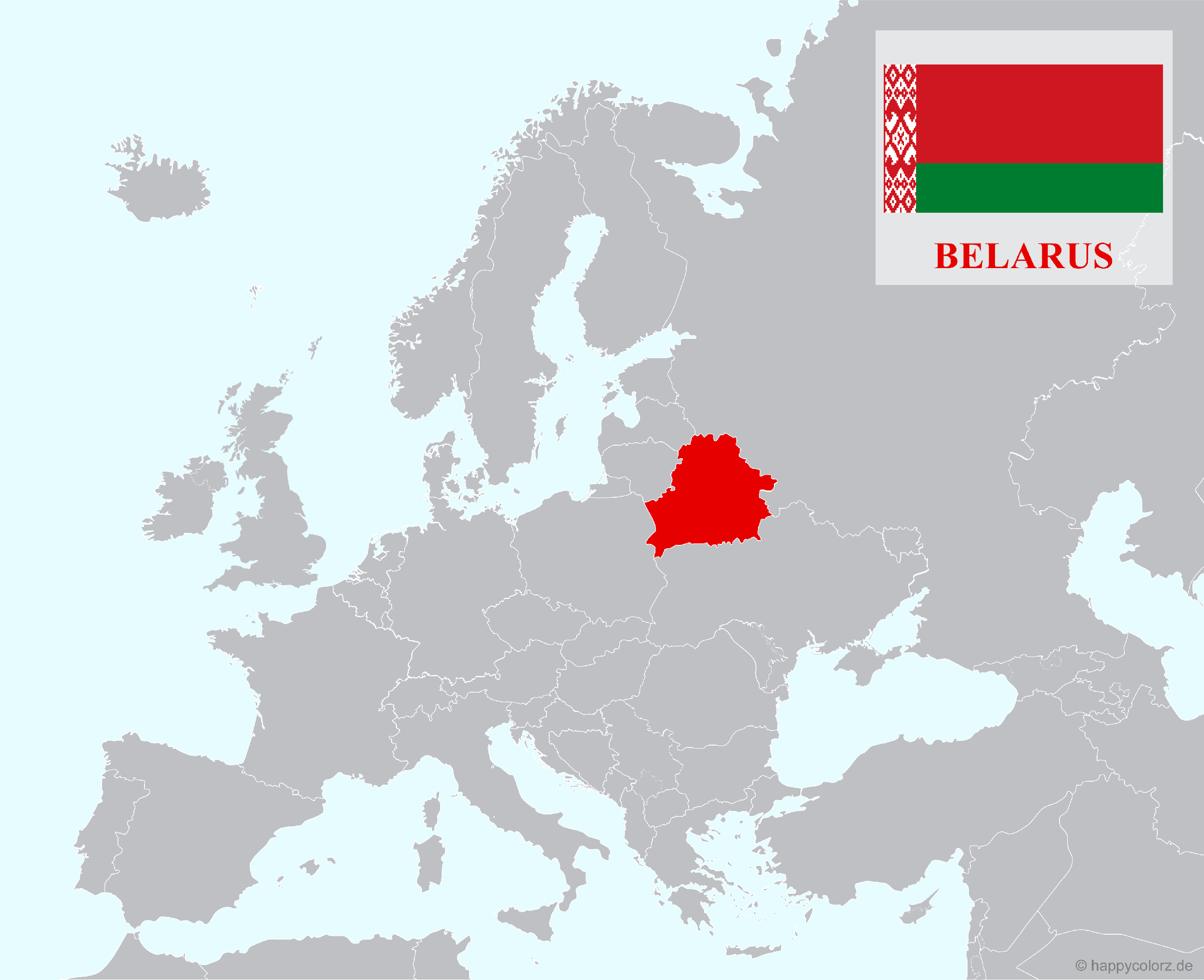 Europakarte mit Belarus als hervorgehobenes Land