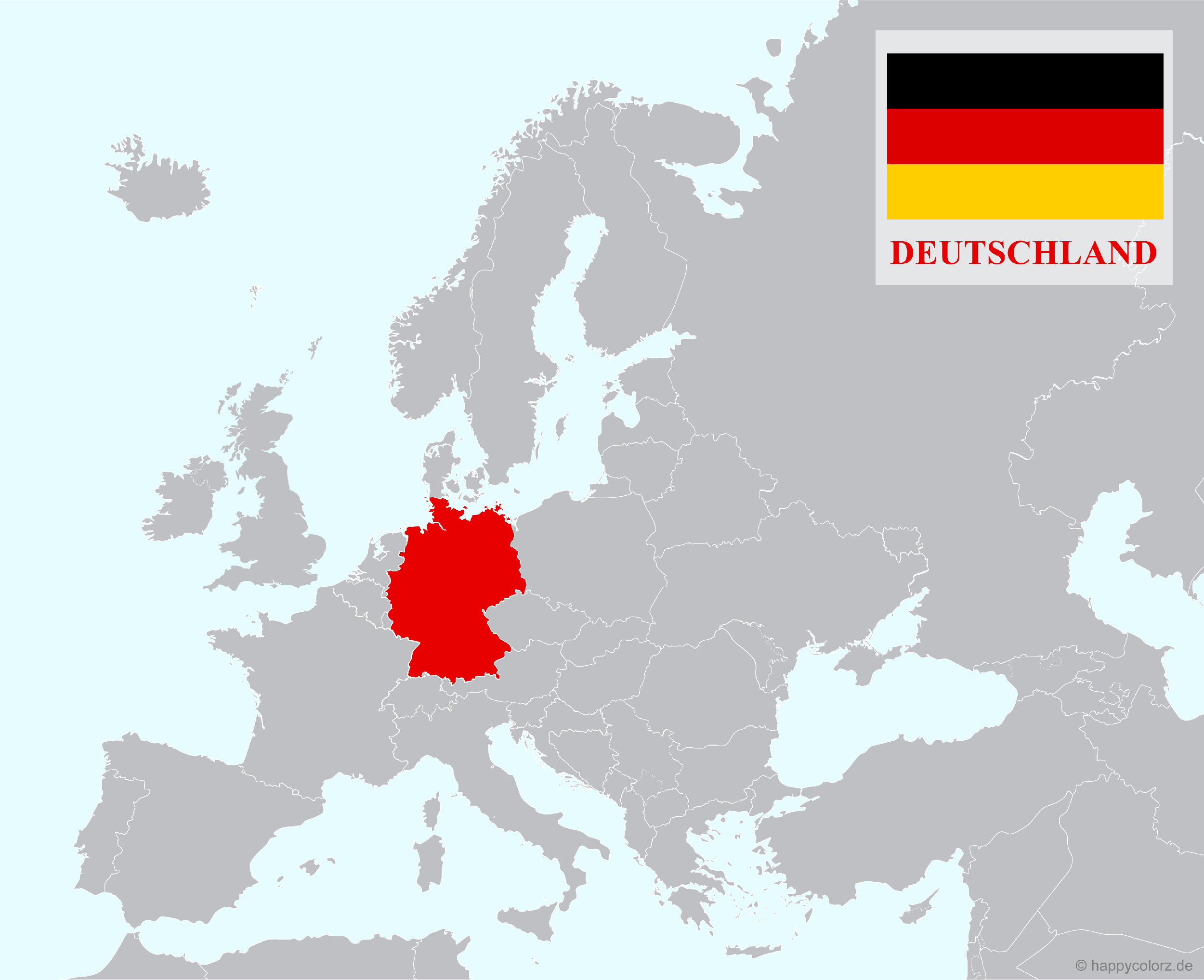 Europakarte mit Deutschland als hervorgehobenes Land