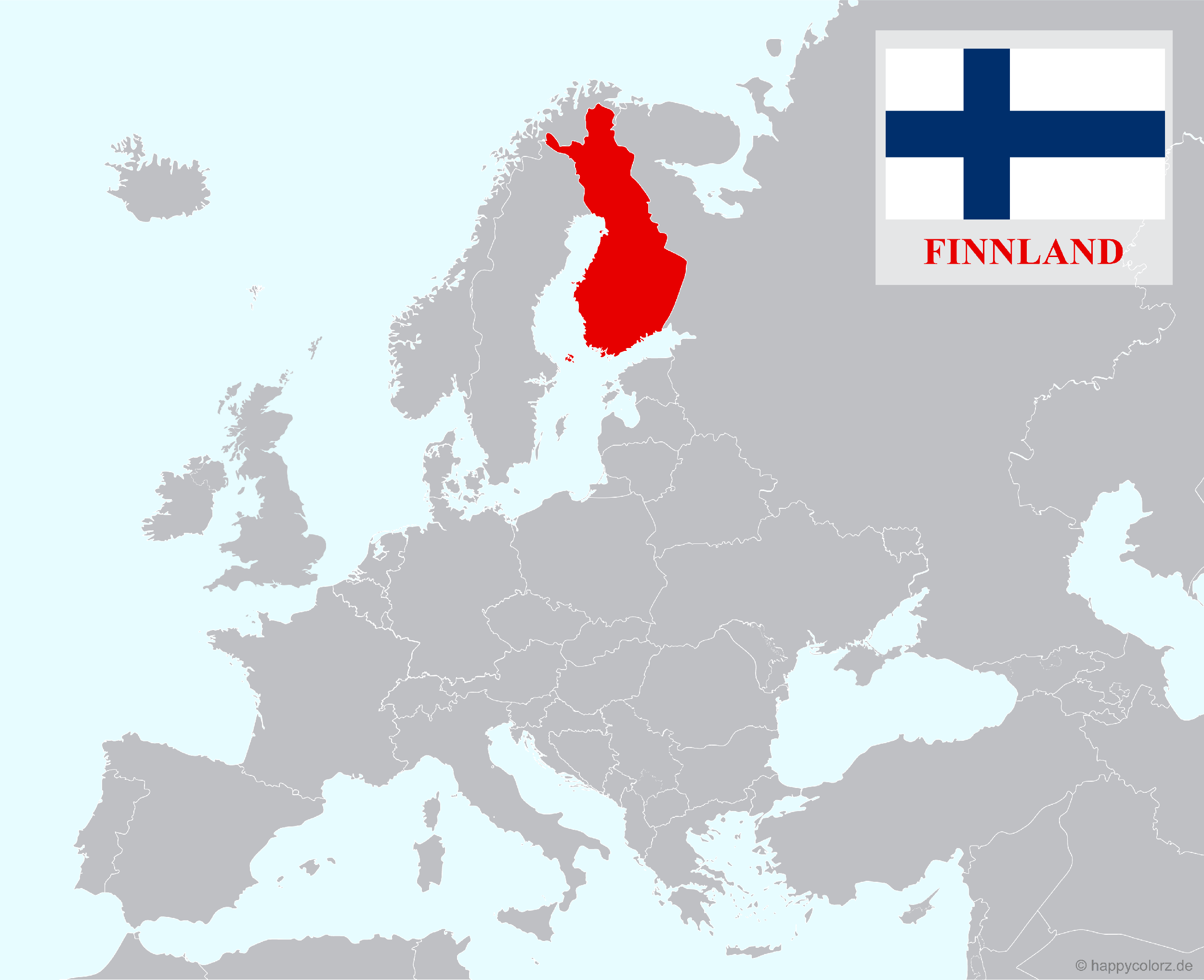 Europakarte mit Finnland als hervorgehobenes Land