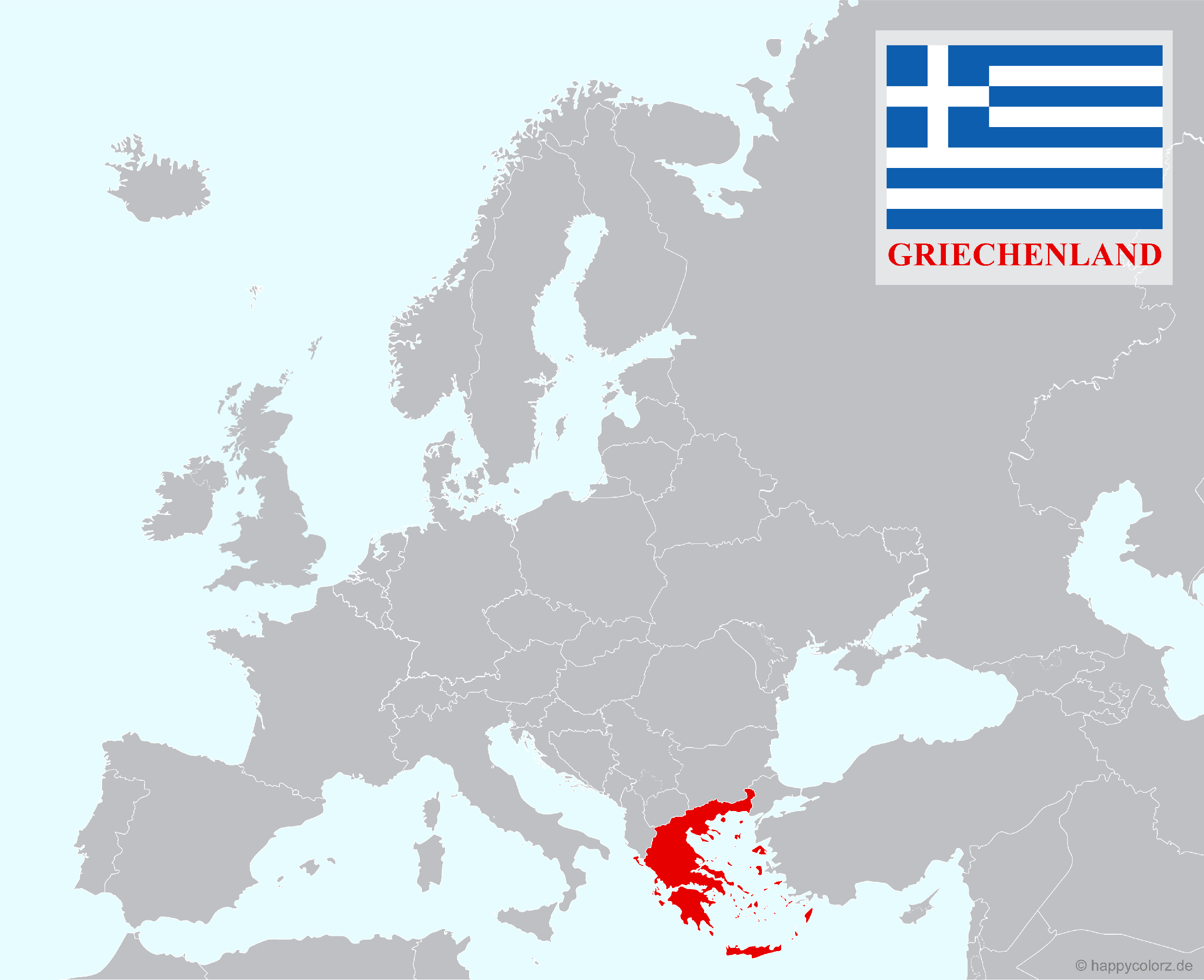 Europakarte mit Griechenland als hervorgehobenes Land