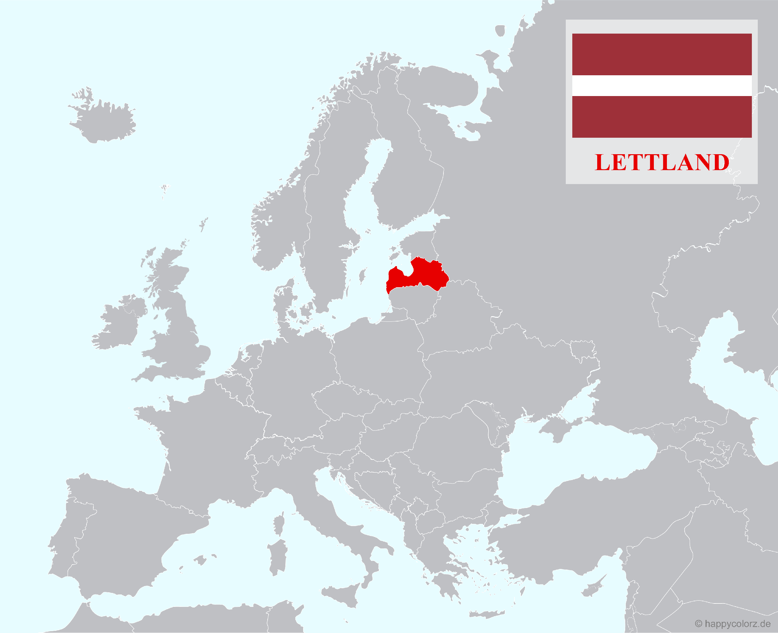 Europakarte mit Lettland als hervorgehobenes Land
