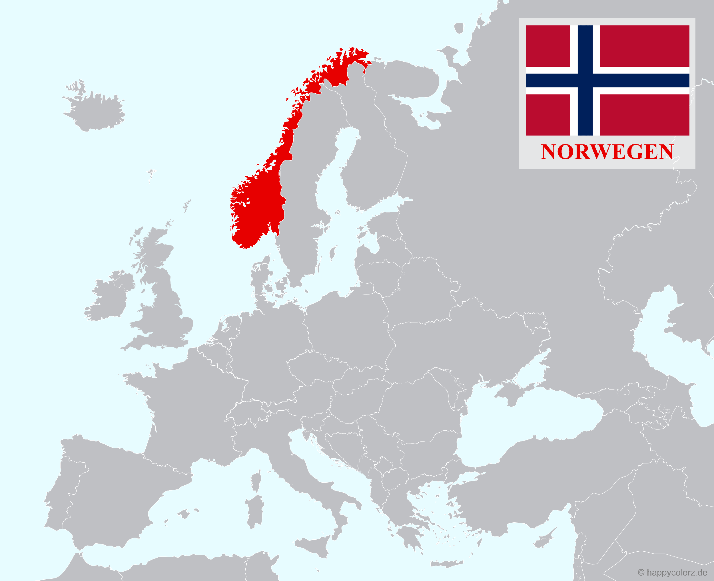 Europakarte mit Norwegen als hervorgehobenes Land