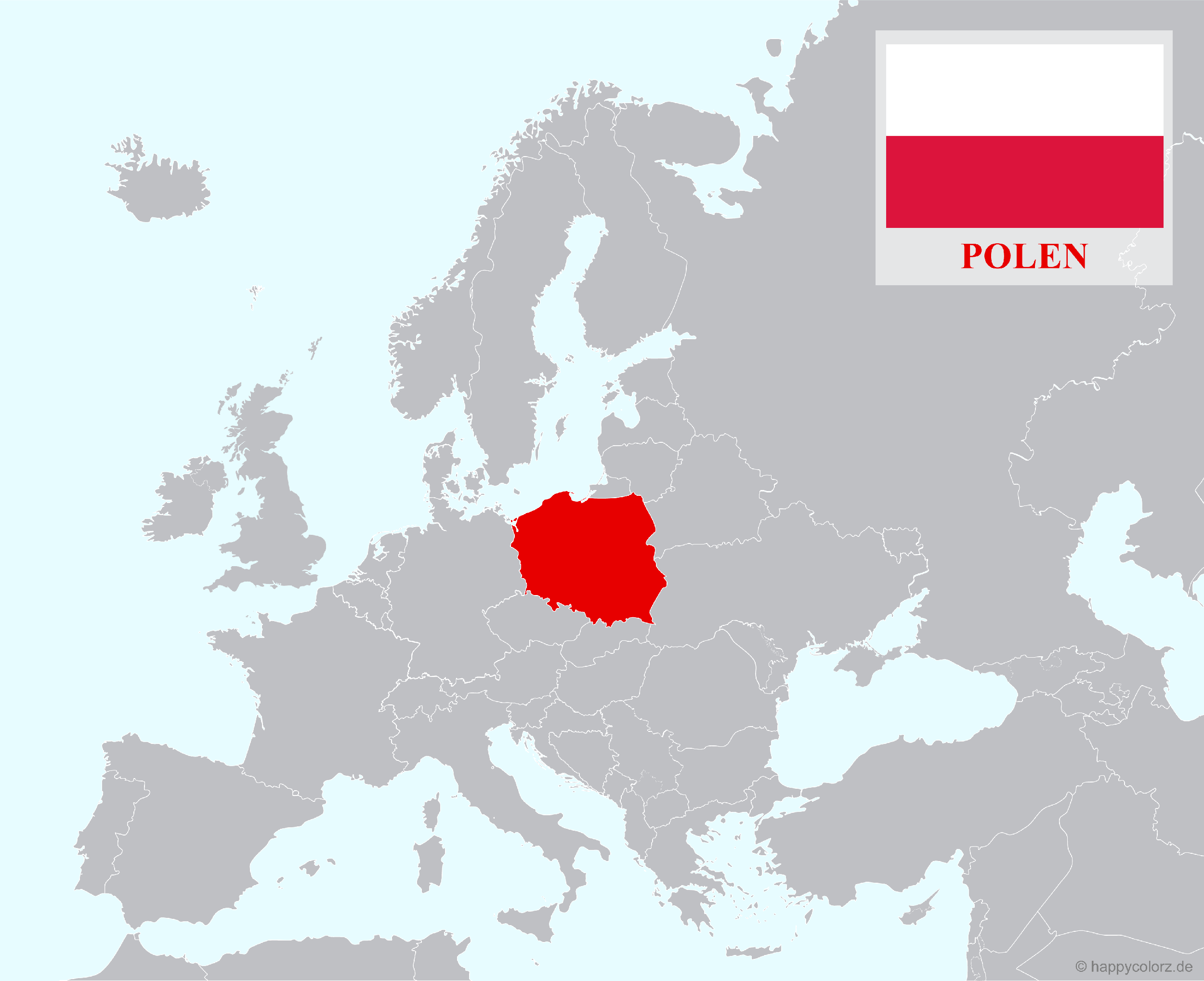 Europakarte mit Polen als hervorgehobenes Land