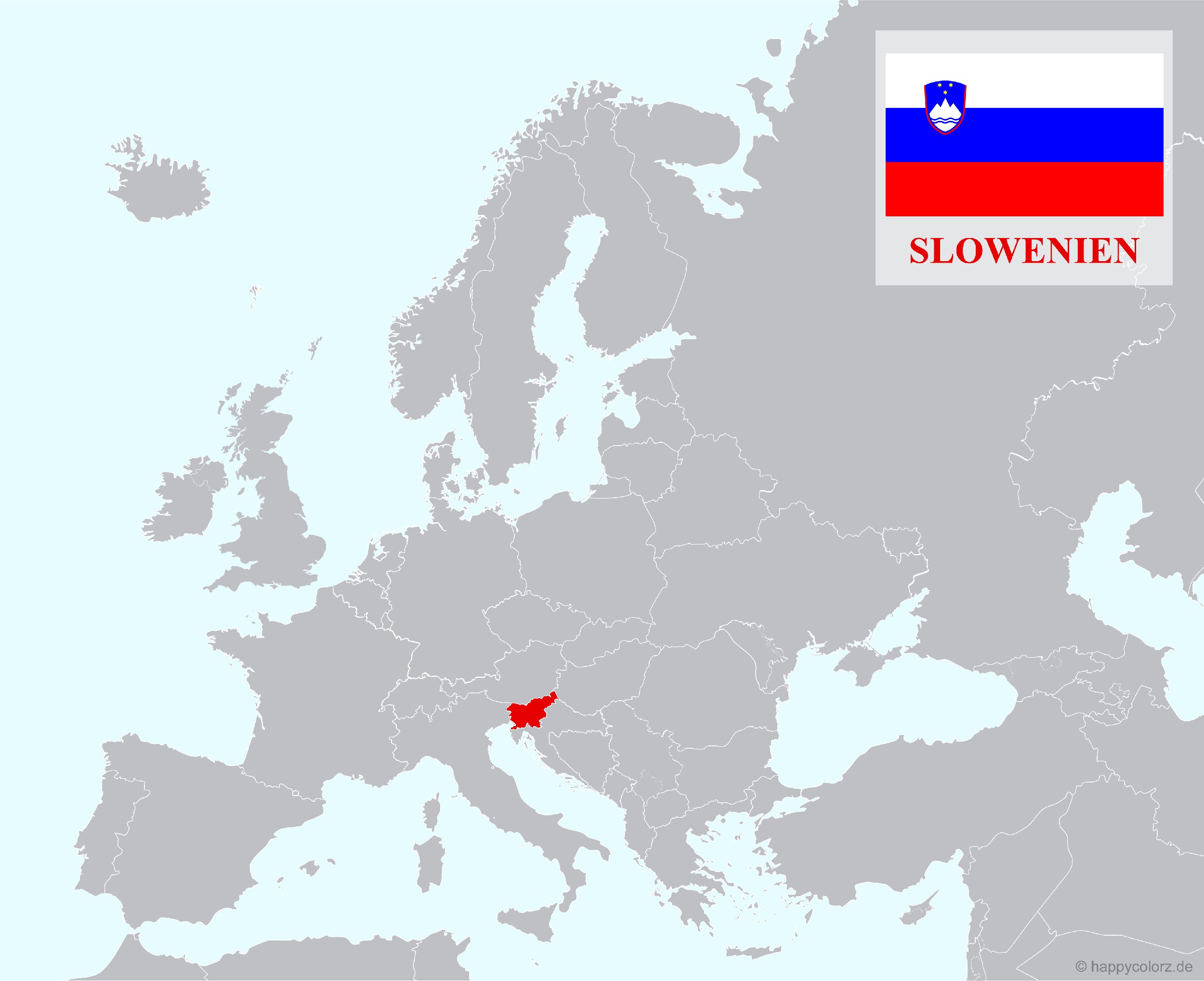 Europakarte mit Slowenien als hervorgehobenes Land