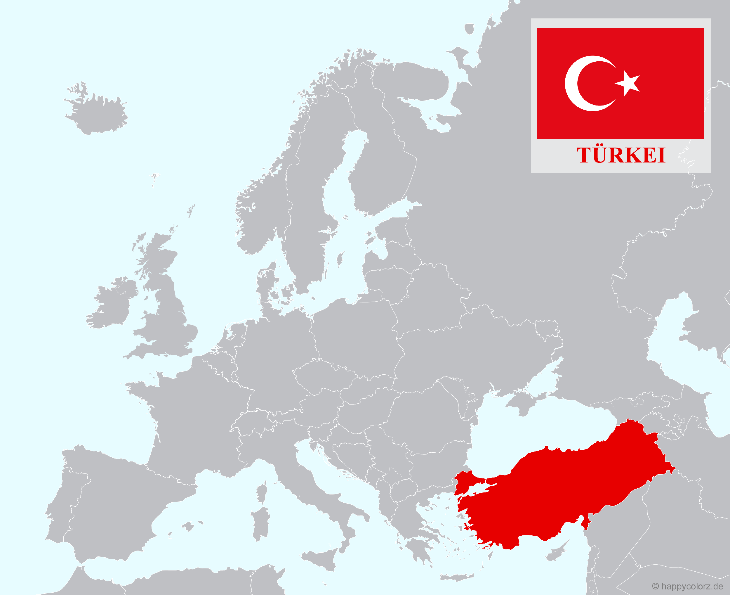 Europakarte mit Türkei als hervorgehobenes Land