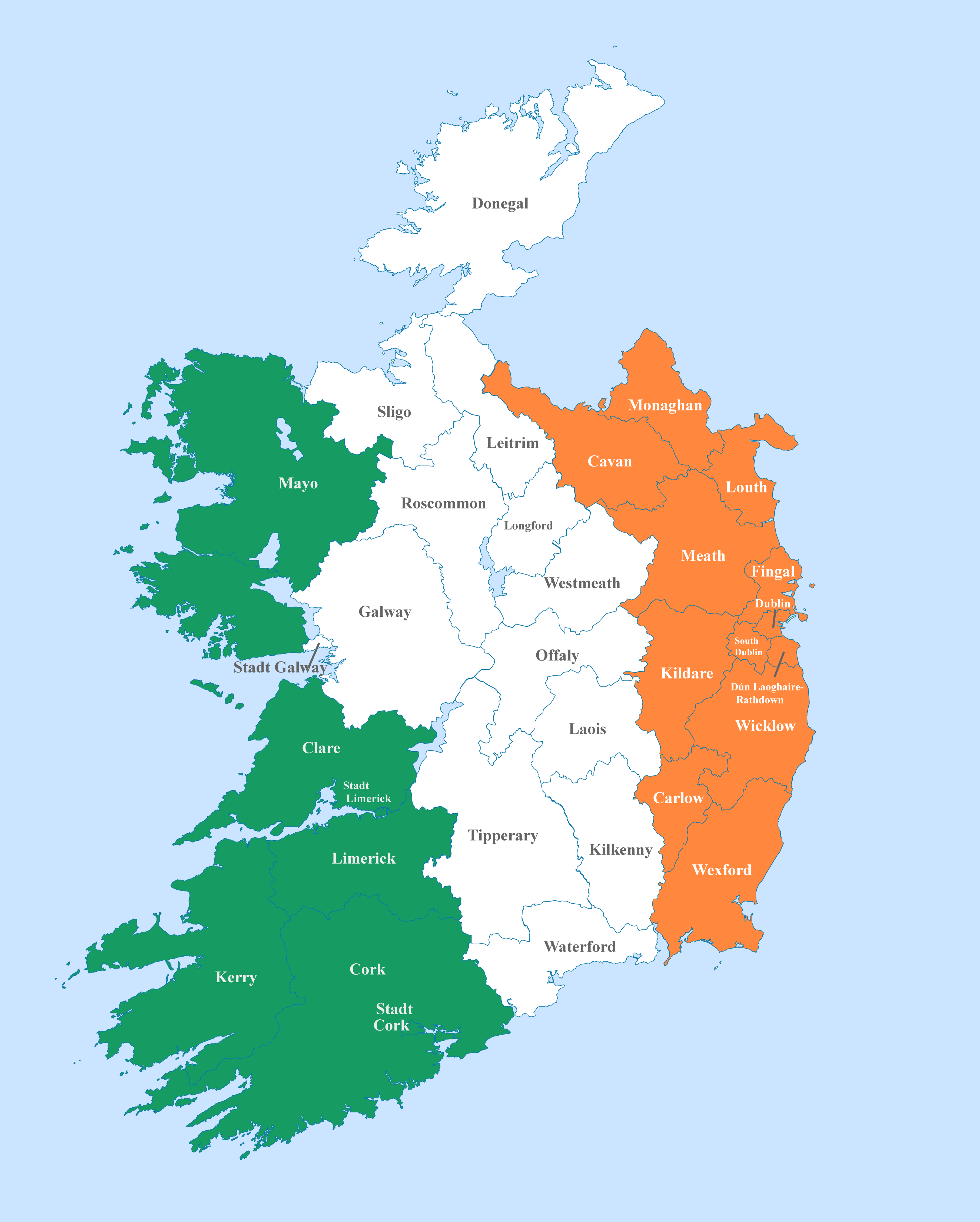 Irland Karte mit Landesfarben