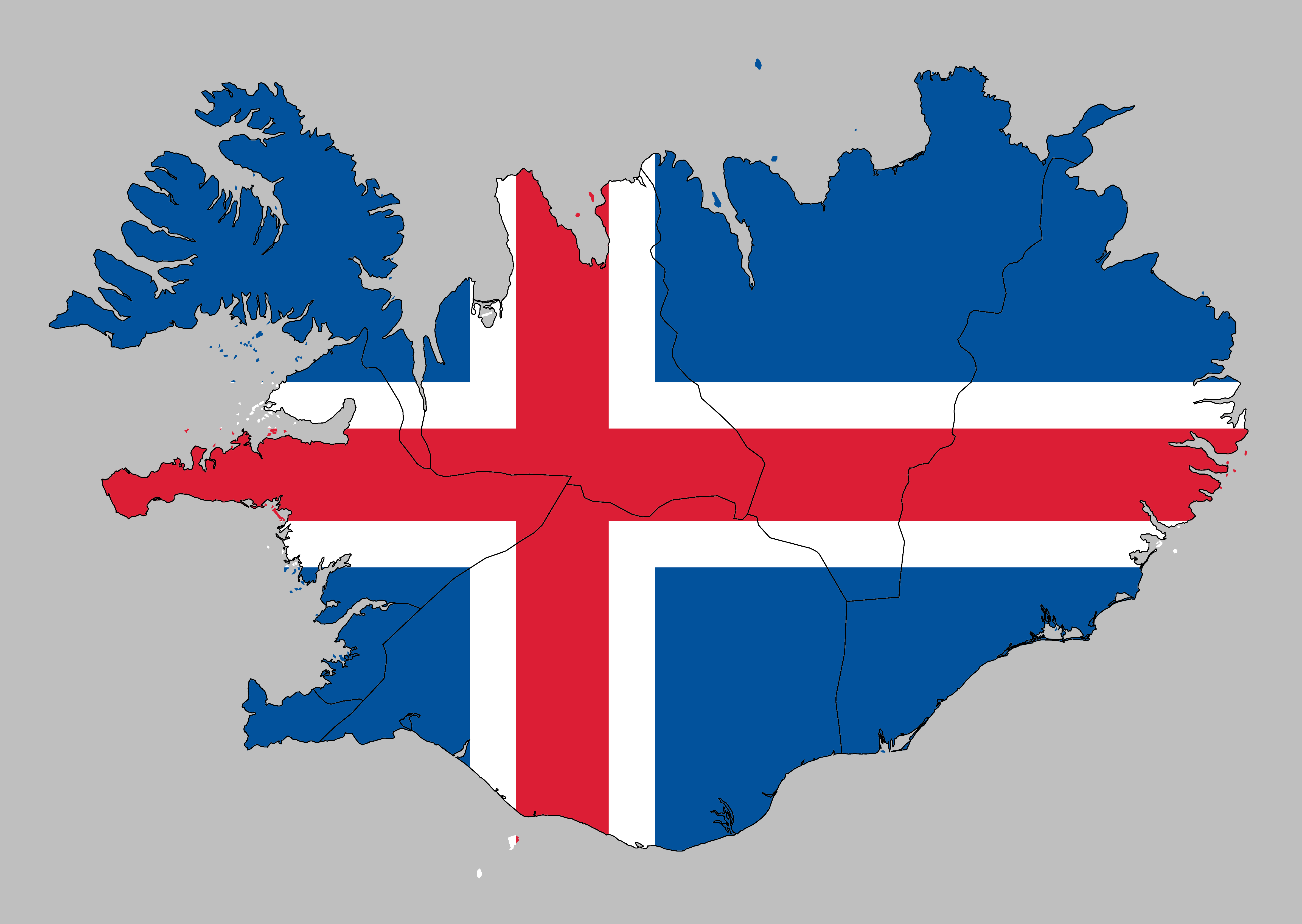 Island Karte mit Landesfarben