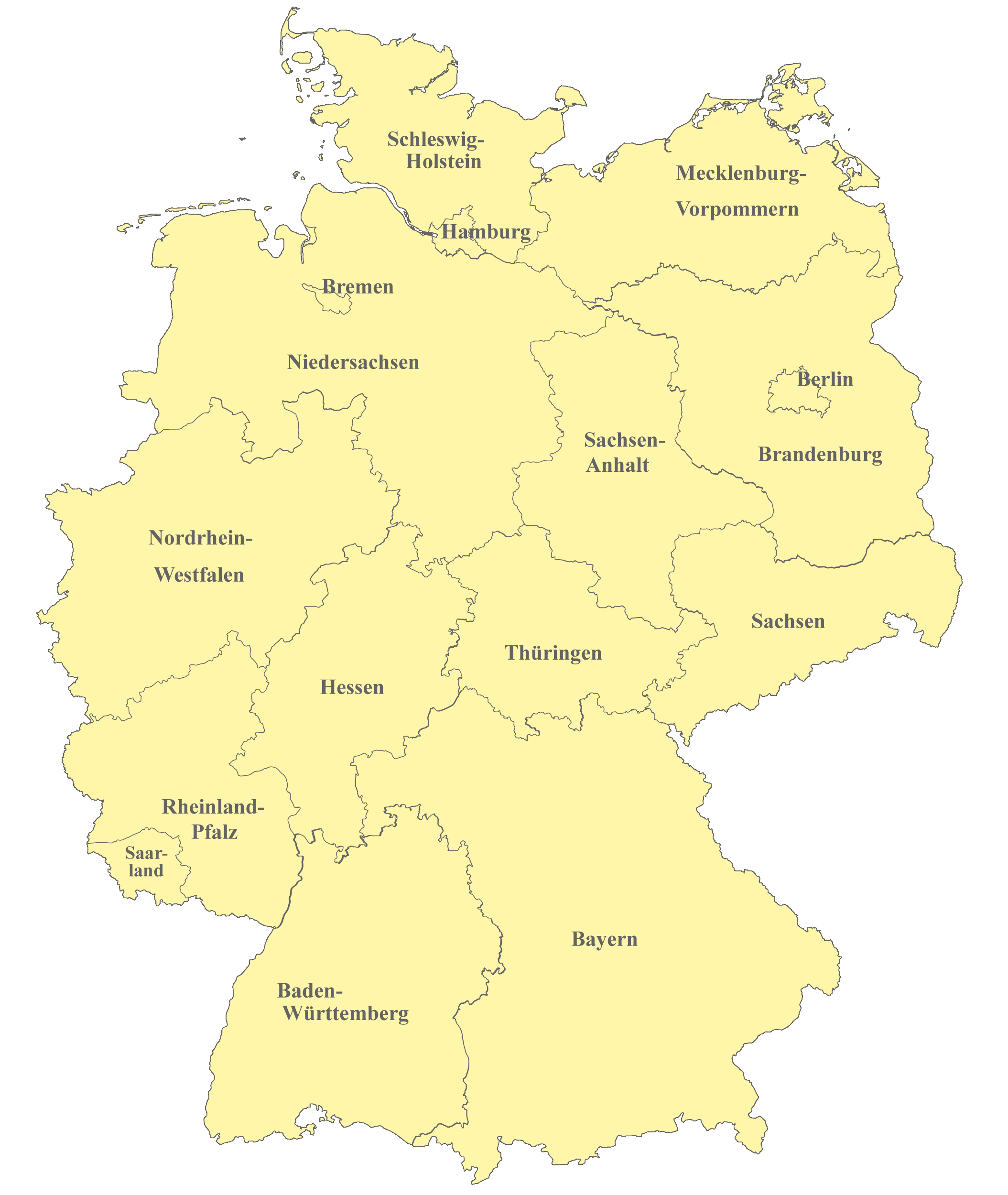 Deutschland Karte nach Regionen gegliedert