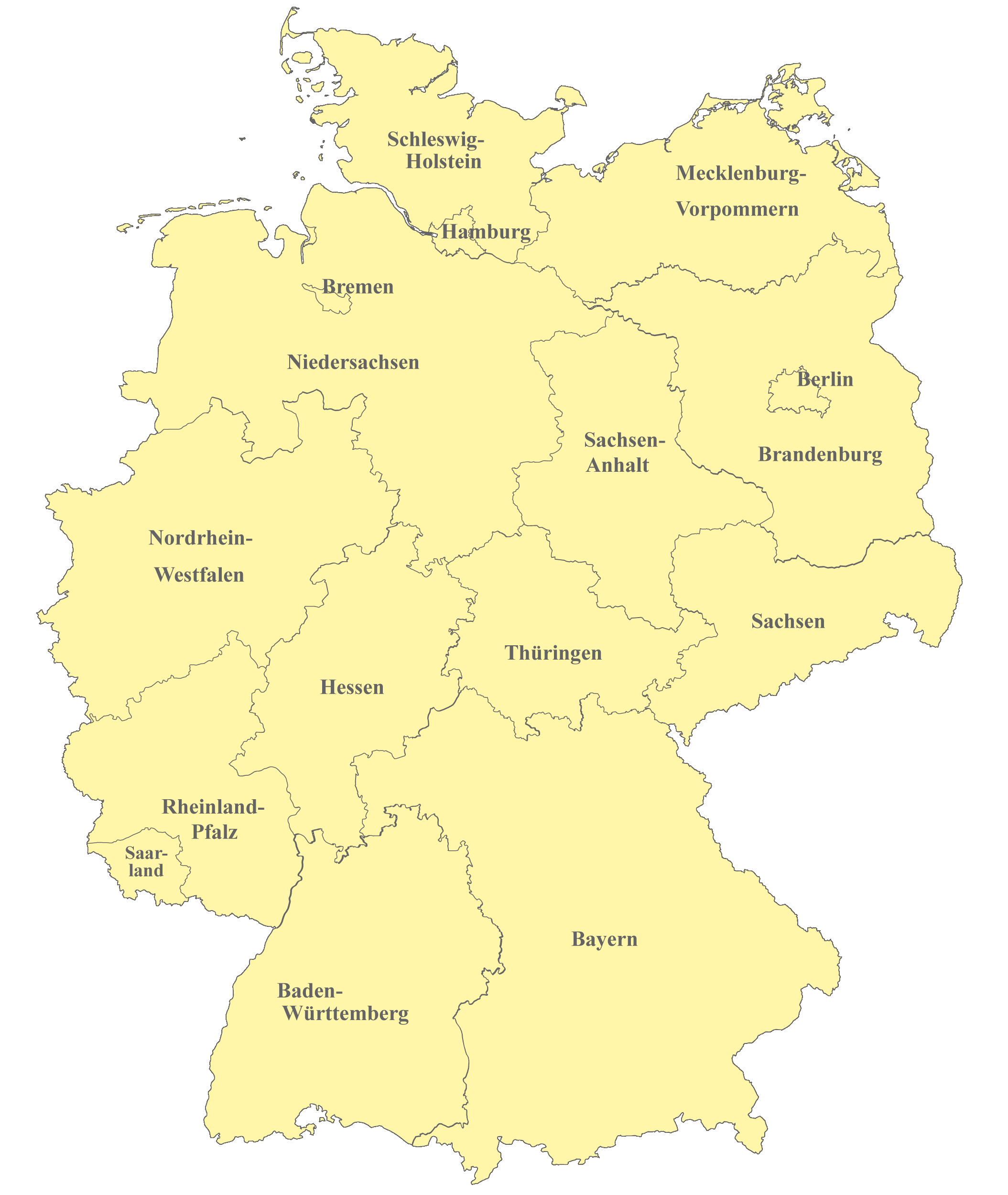 Deutschland Karte mit Bundesländern & Landeshauptstädten