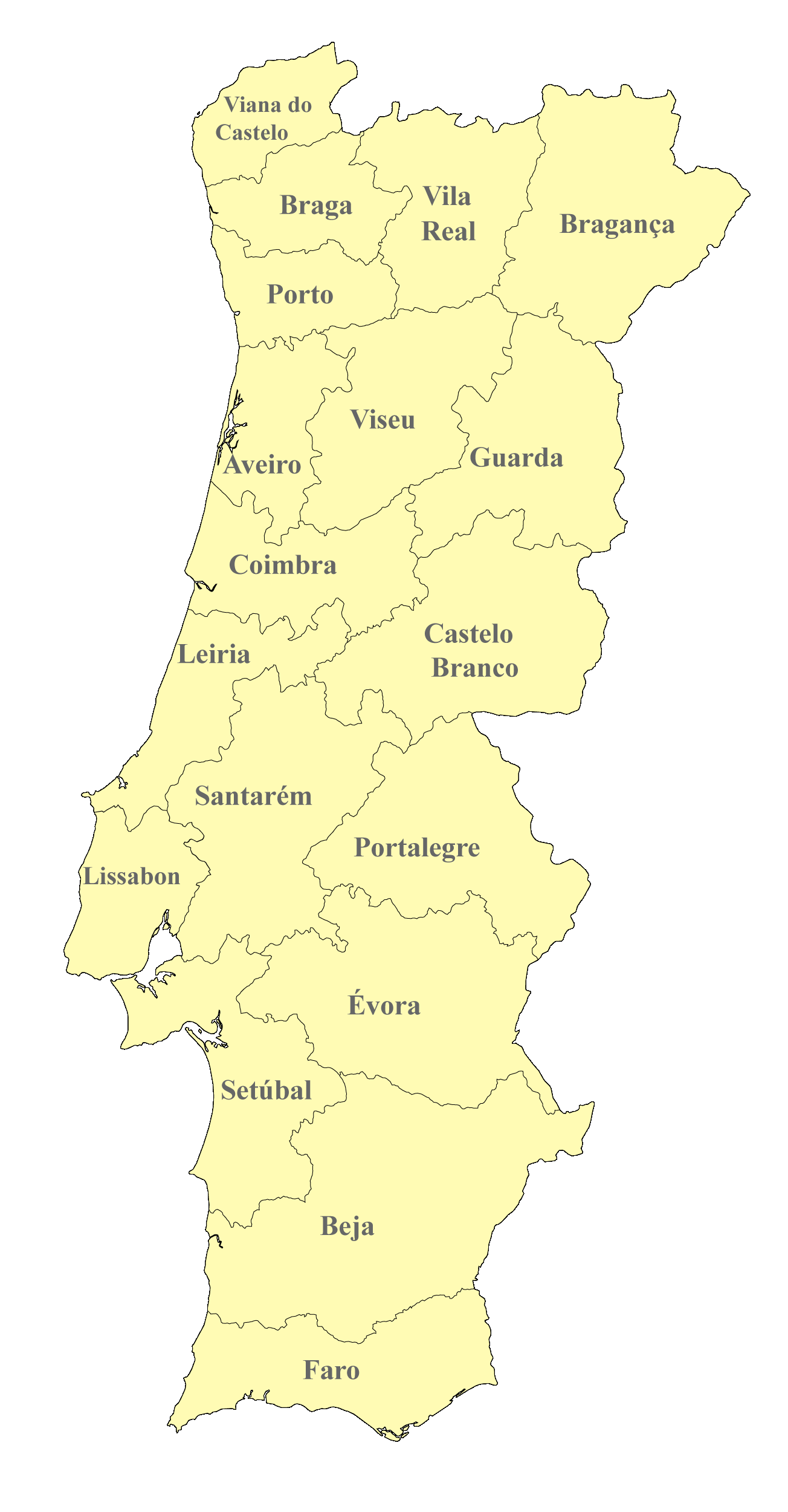 Portugal Karte nach Regionen gegliedert