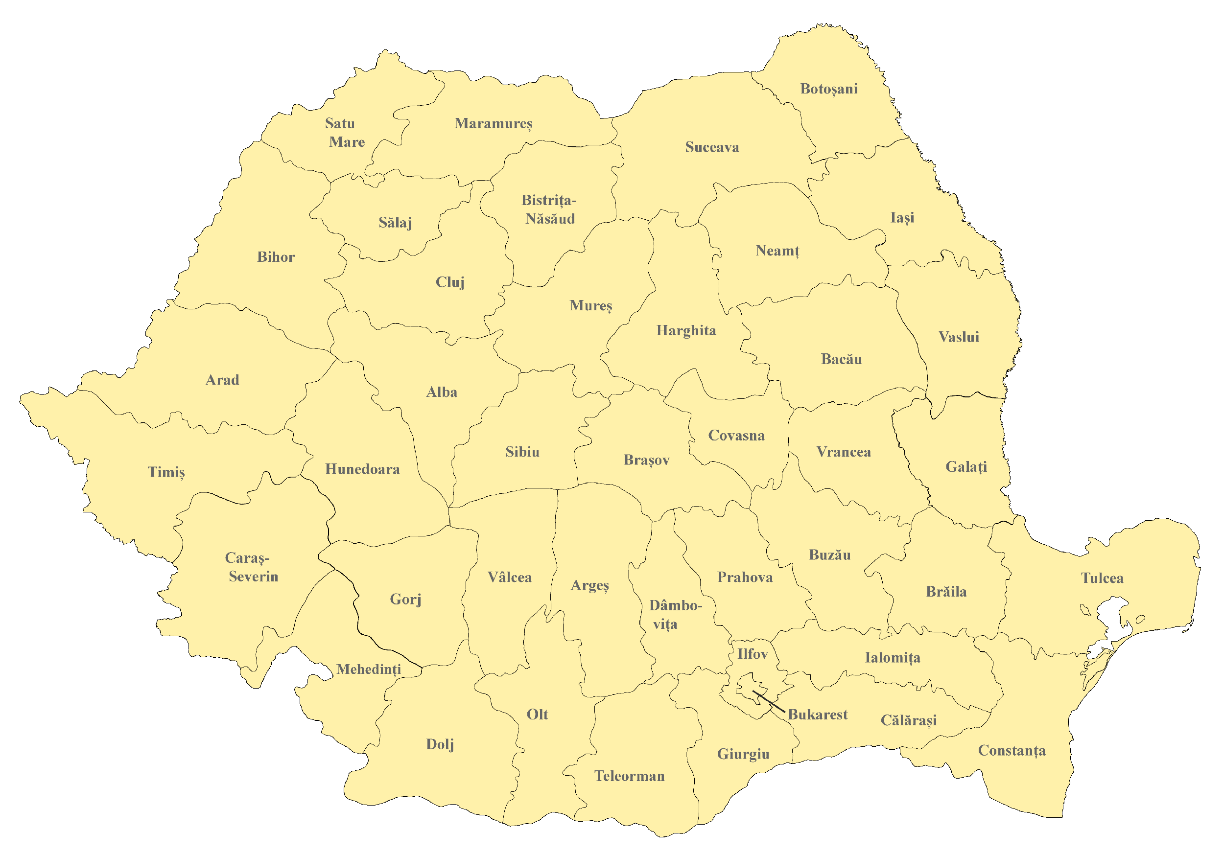 Rumänien Karte nach Regionen gegliedert