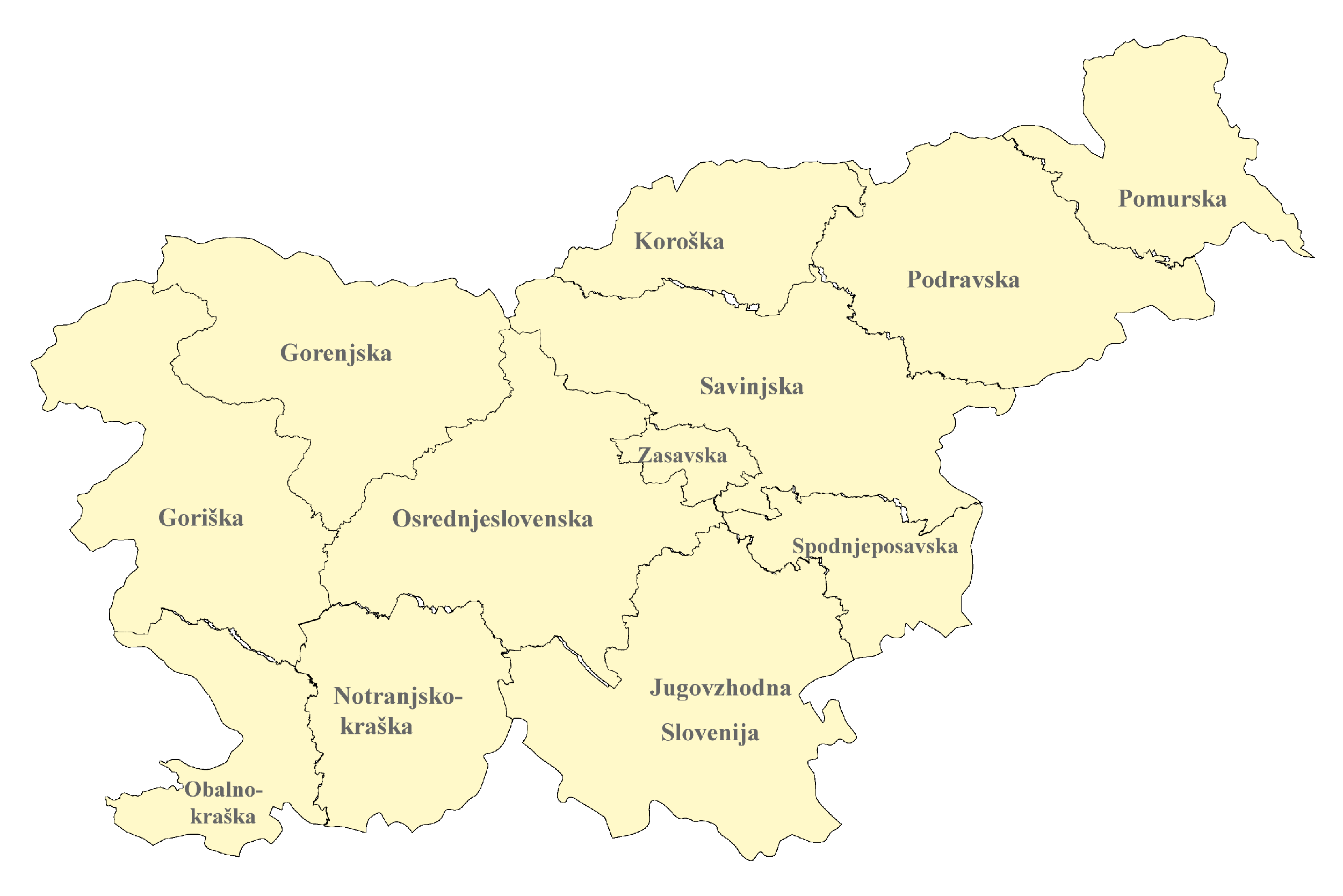 Slowenien Karte nach Regionen gegliedert