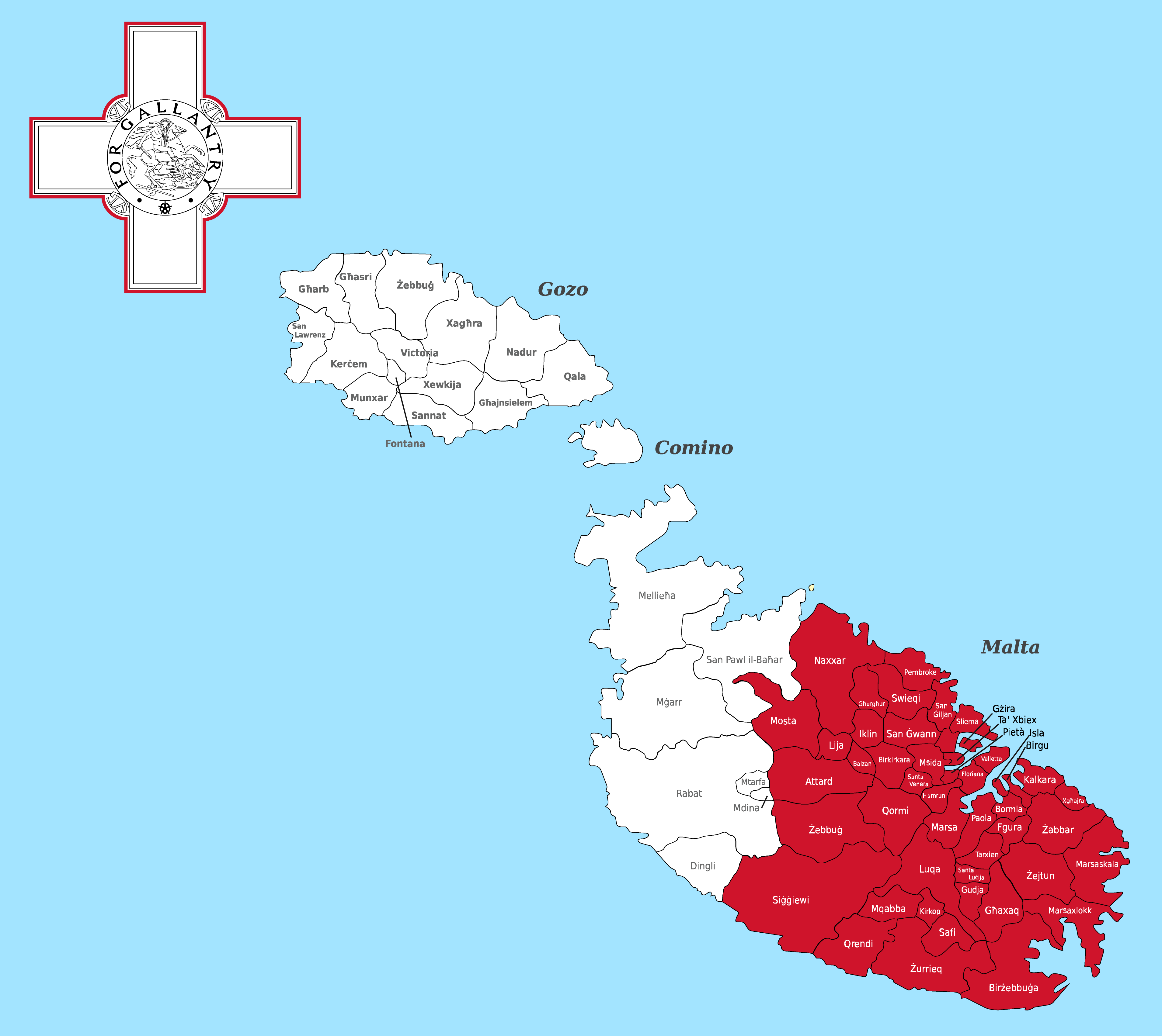 Malta Karte mit Landesfarben
