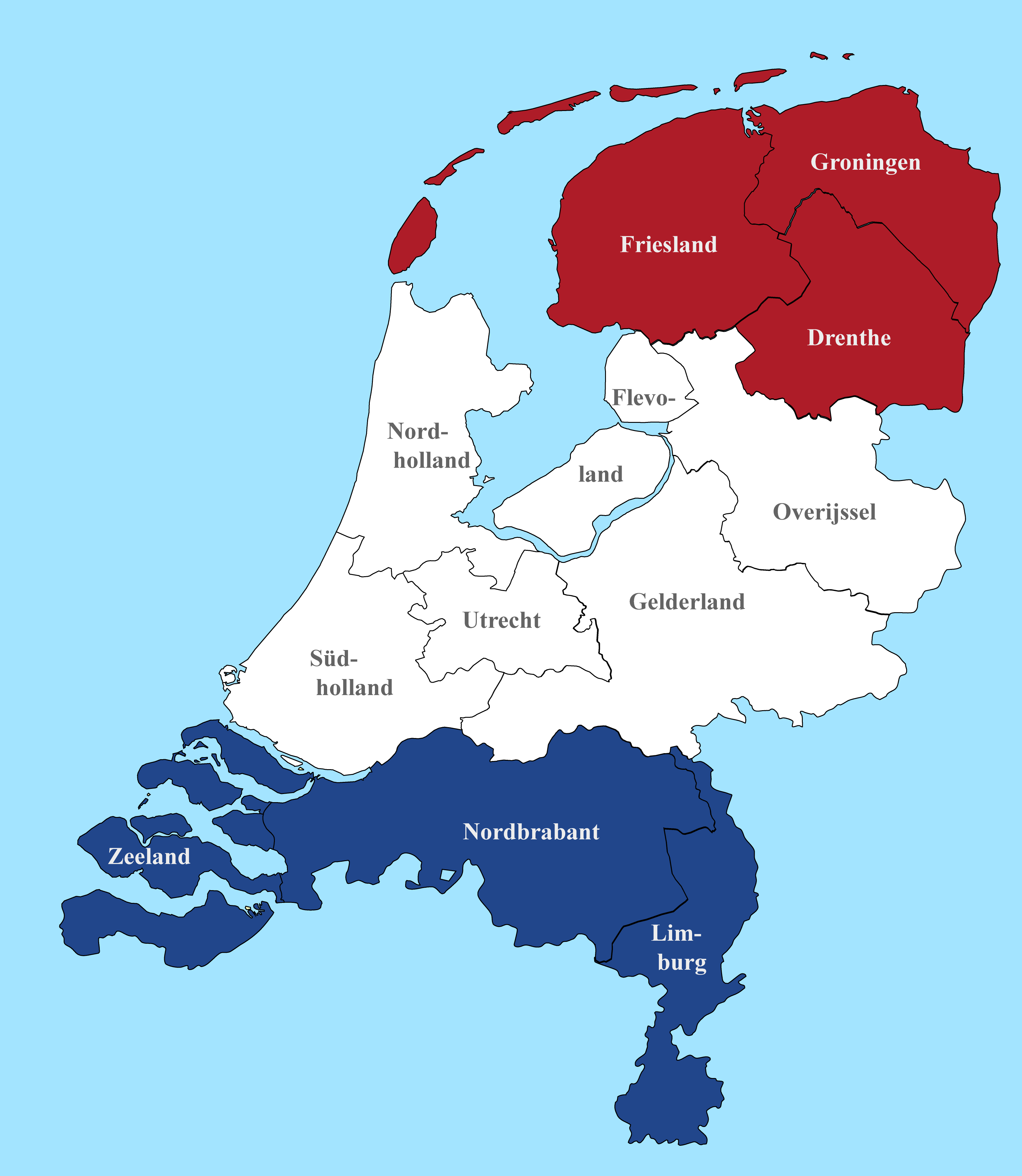 Niederlande Karte mit Landesfarben