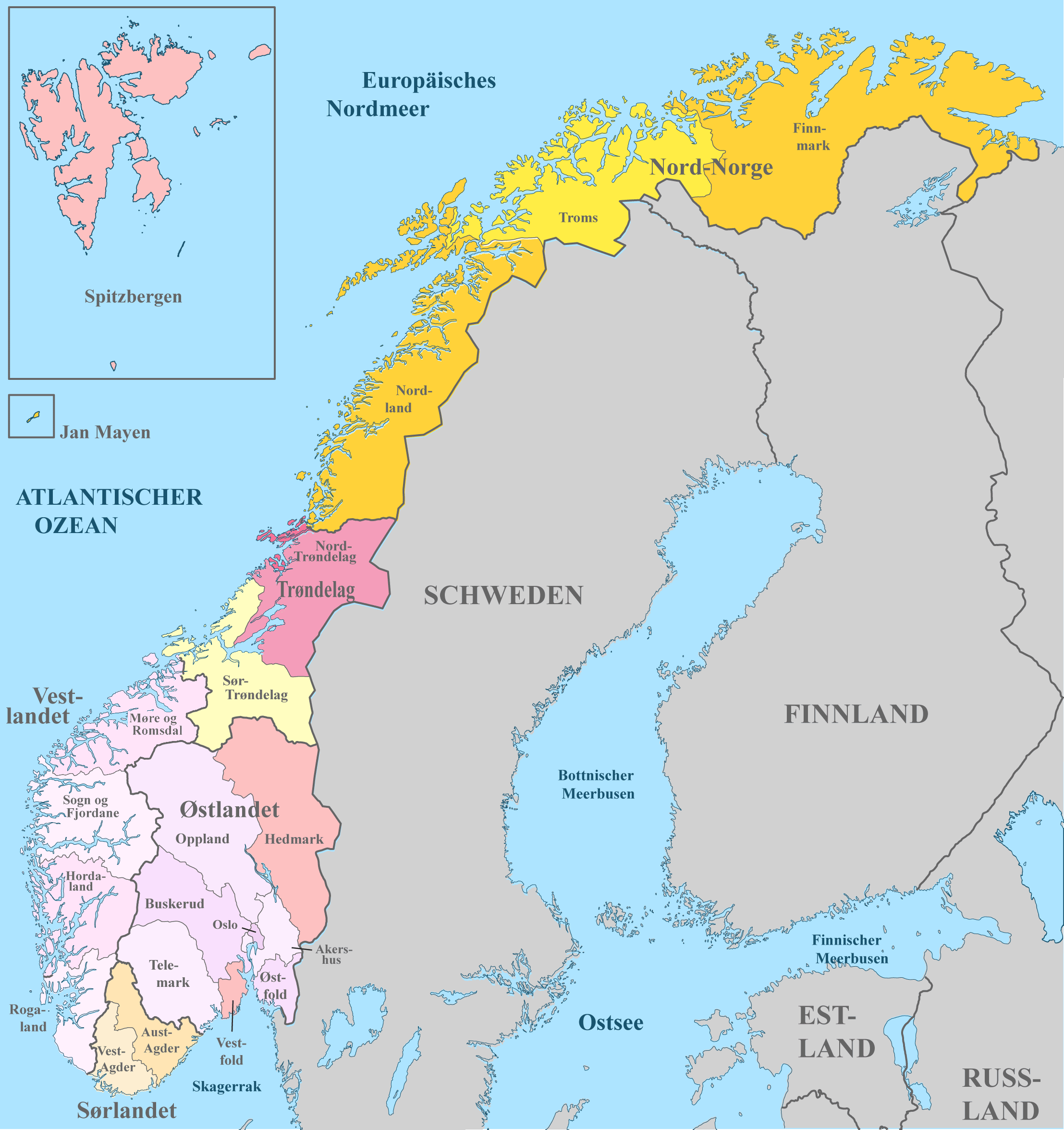 Die Norwegischen Regionen Im berblick IRYZ