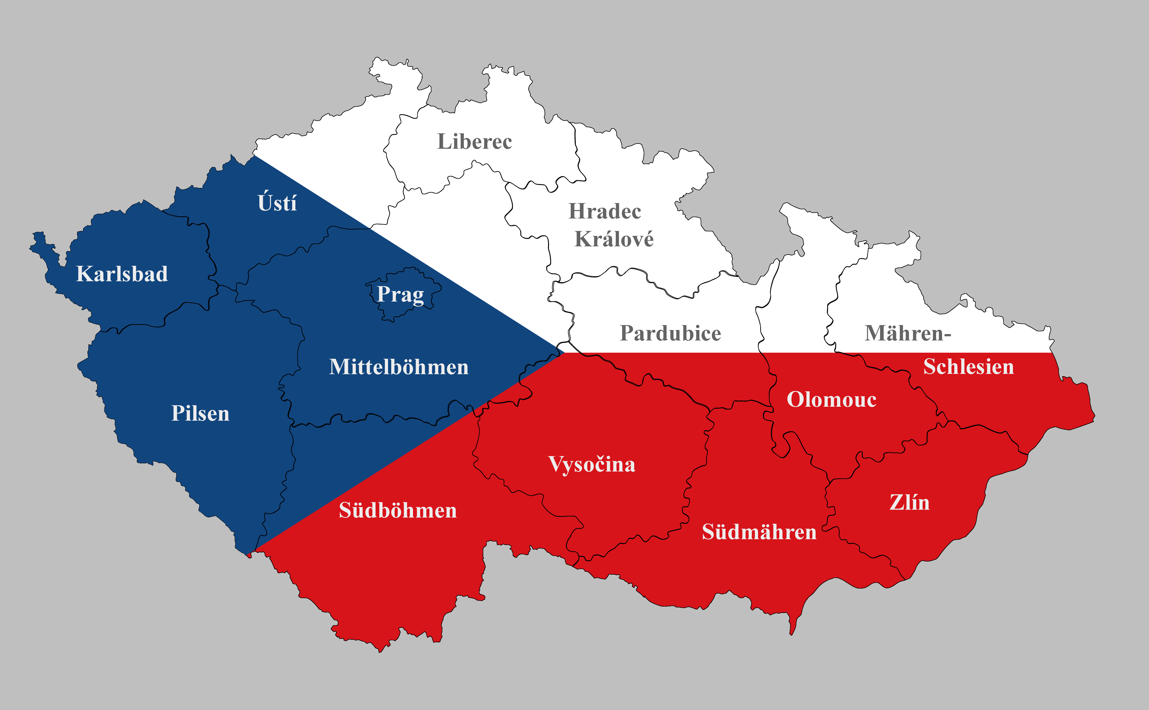 Tschechien Karte mit Landesfarben