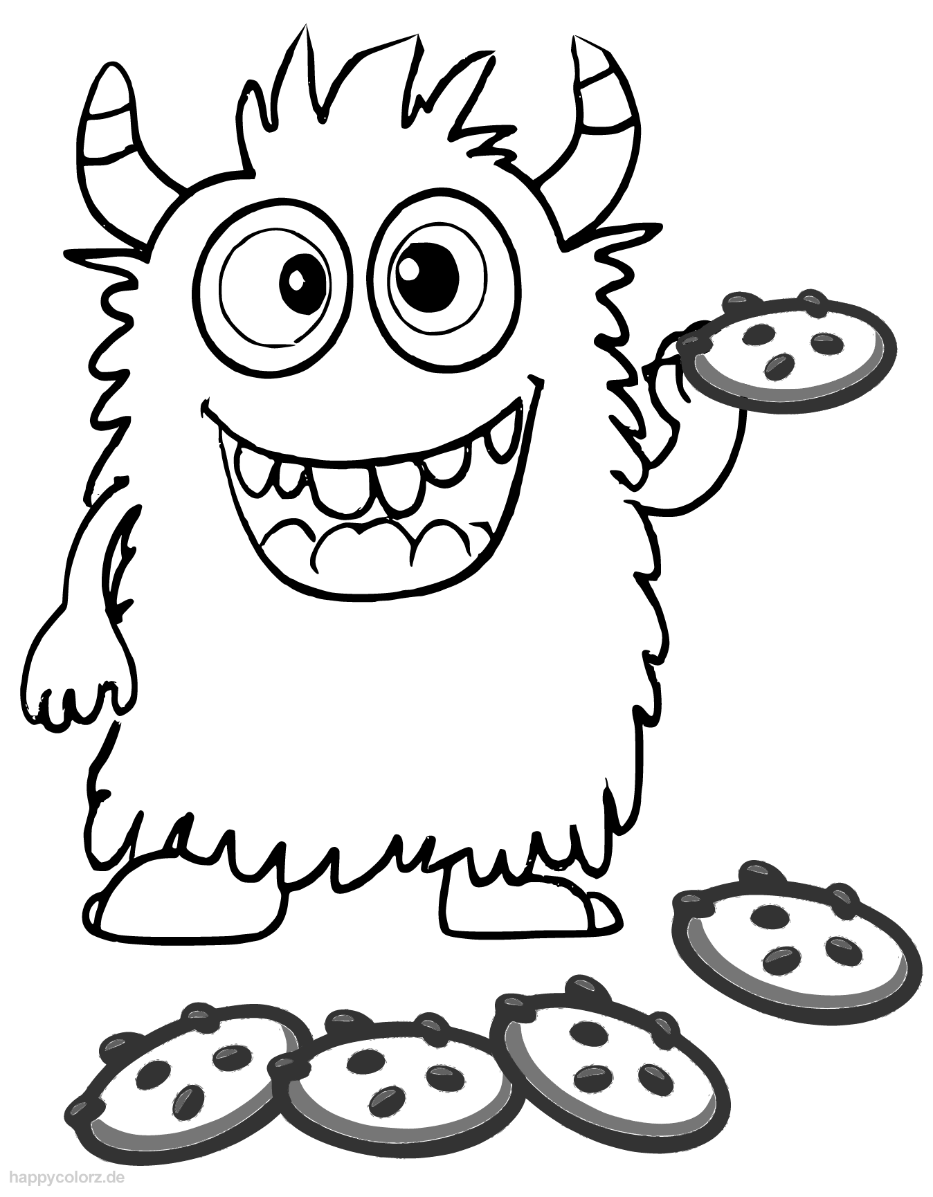 Ausmalbild Süsses Keks-Monster