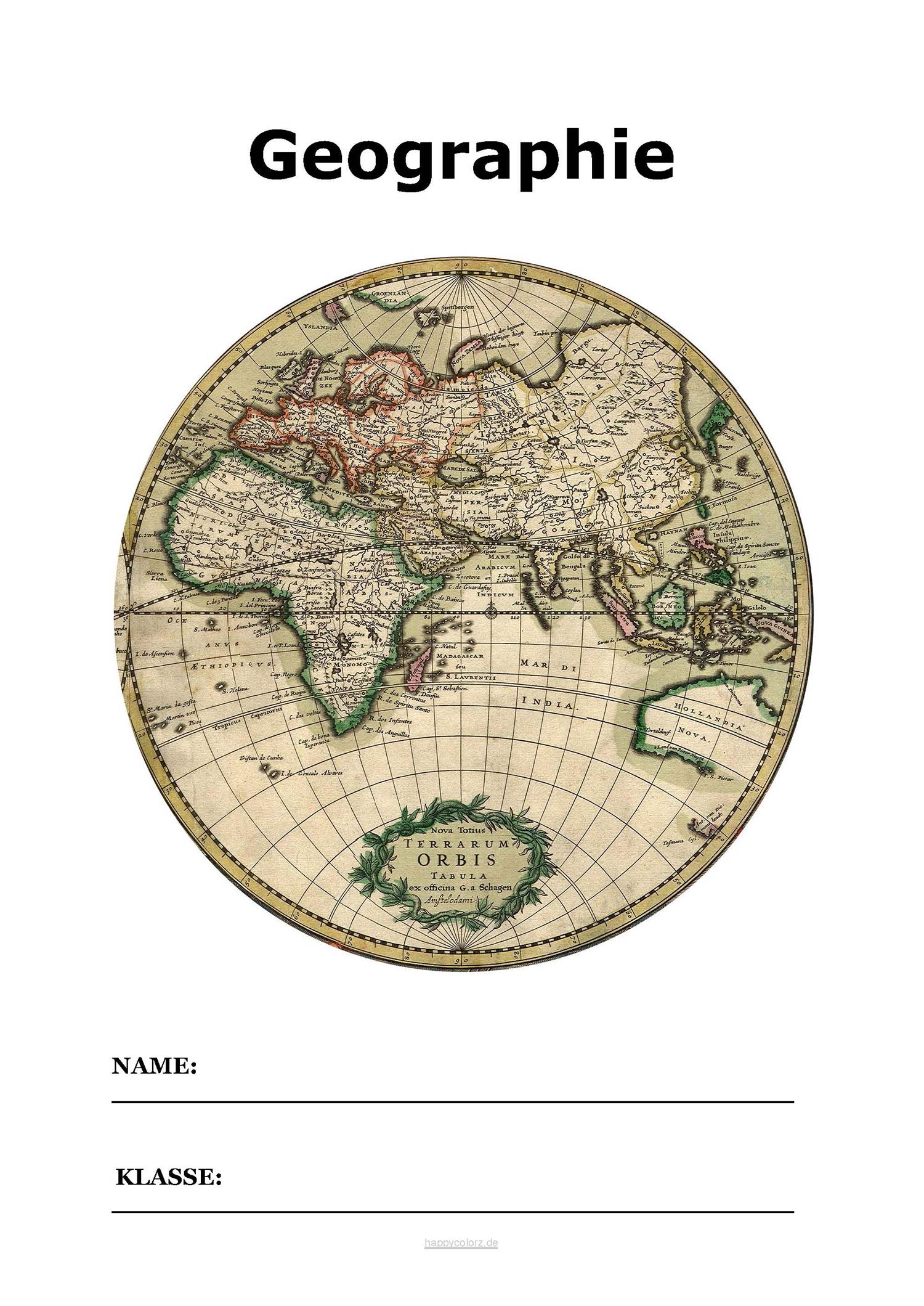 Deckblatt Geographie kostenlos ausdrucken (pdf)