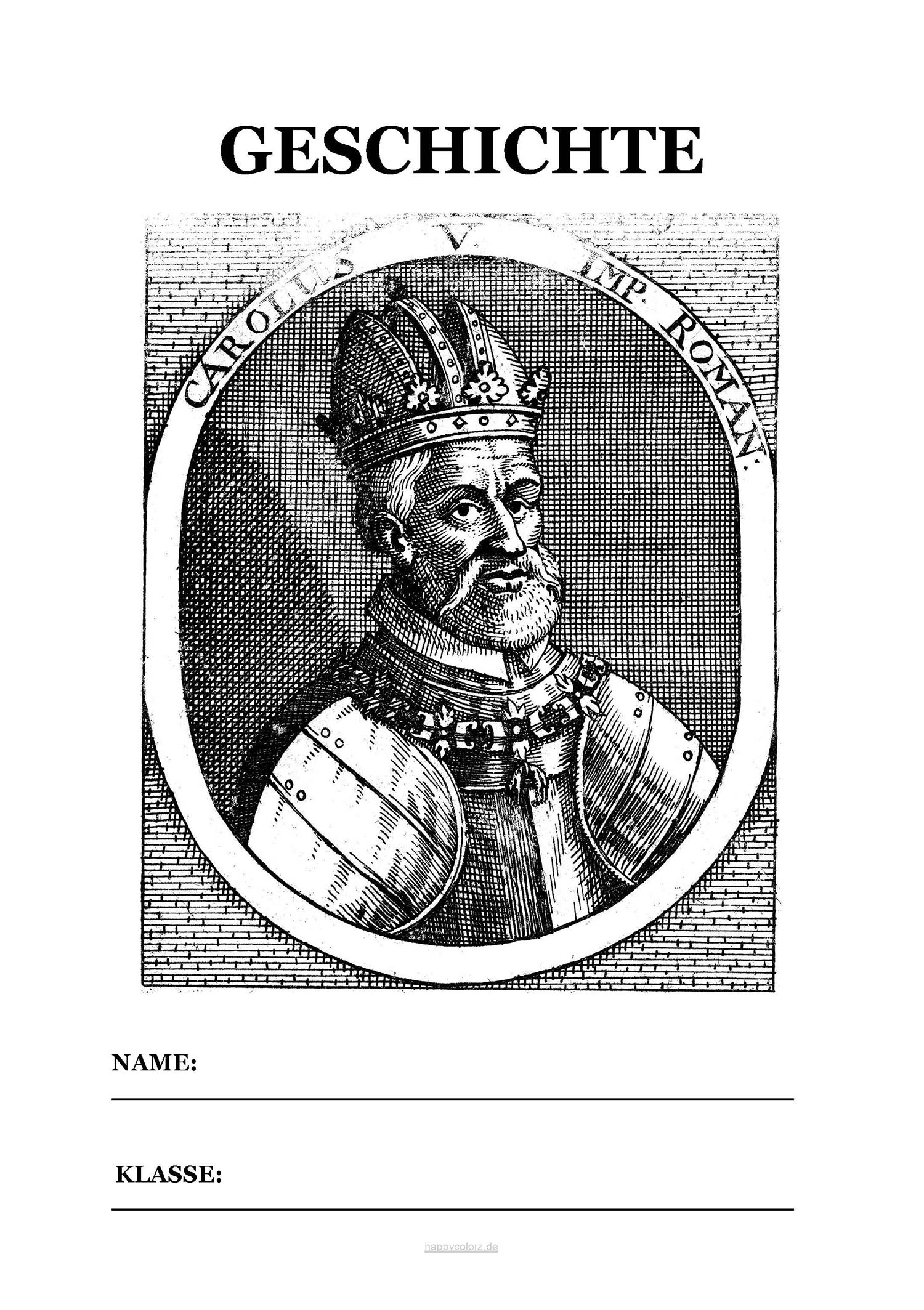 Deckblatt Geschichte mit Charles V, Holy Roman Emperor kostenlos ausdrucken (pdf)