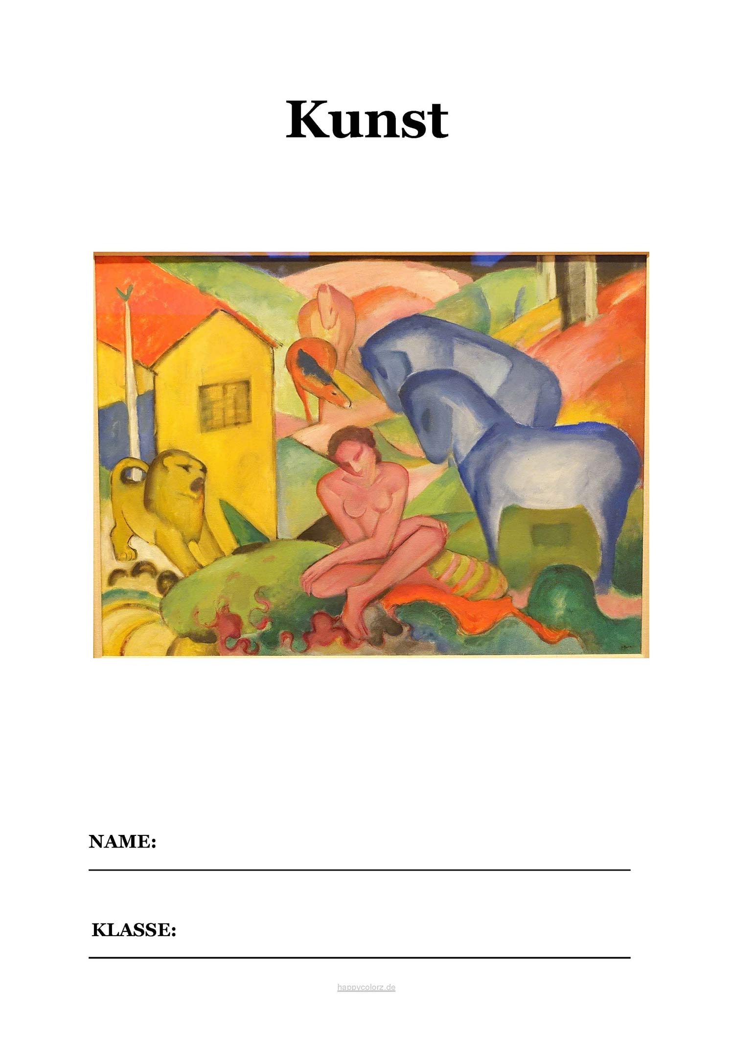 Deckblatt Kunst mit Franz Marc kostenlos ausdrucken (pdf)