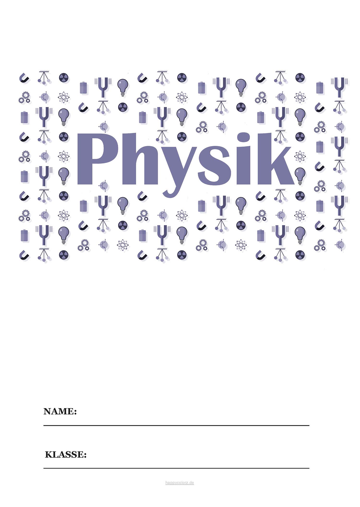 Deckblatt Physik mit Notenblatt kostenlos ausdrucken (pdf)