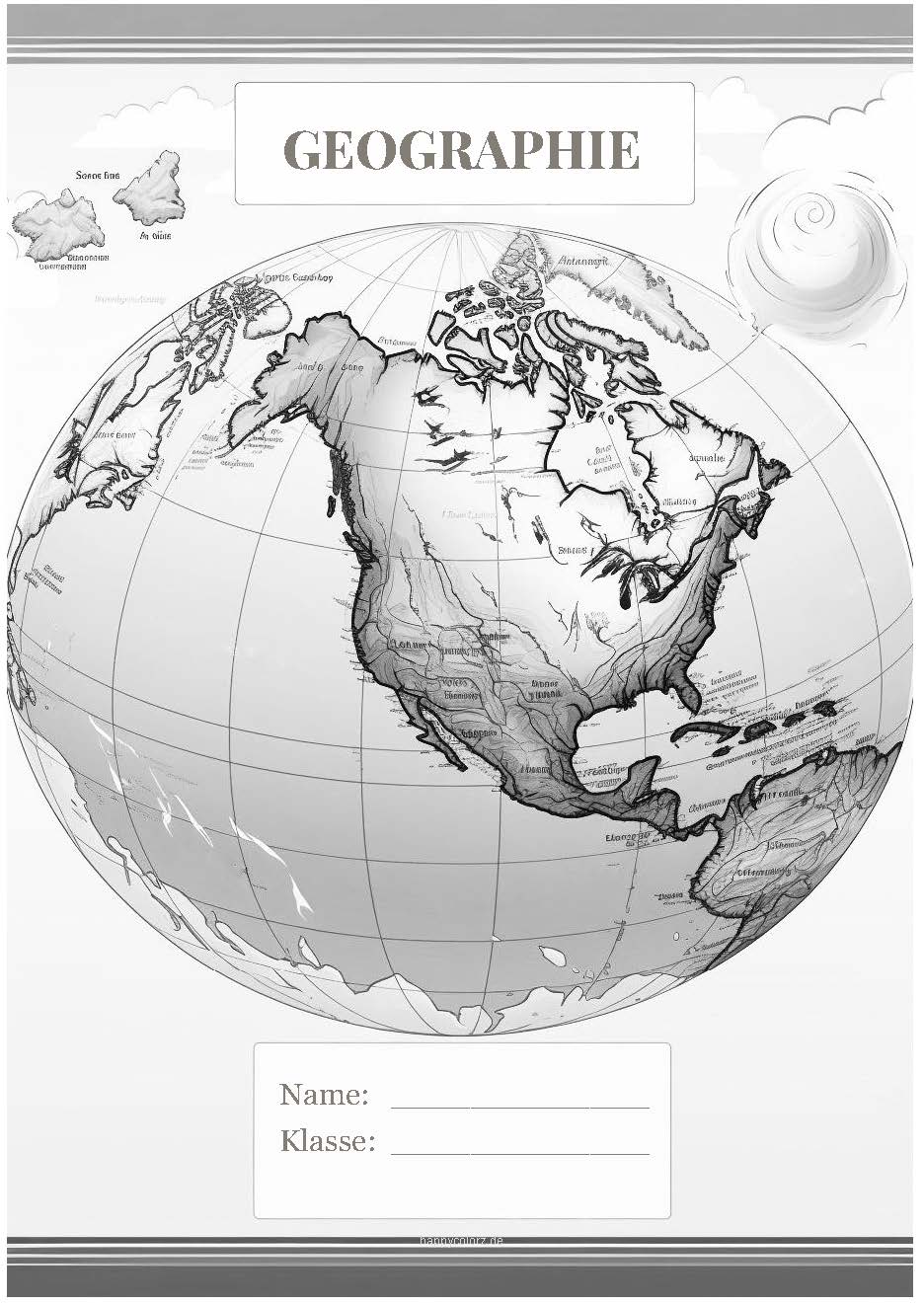 Deckblatt Geographie mit Erdkugel kostenlos ausdrucken (pdf)