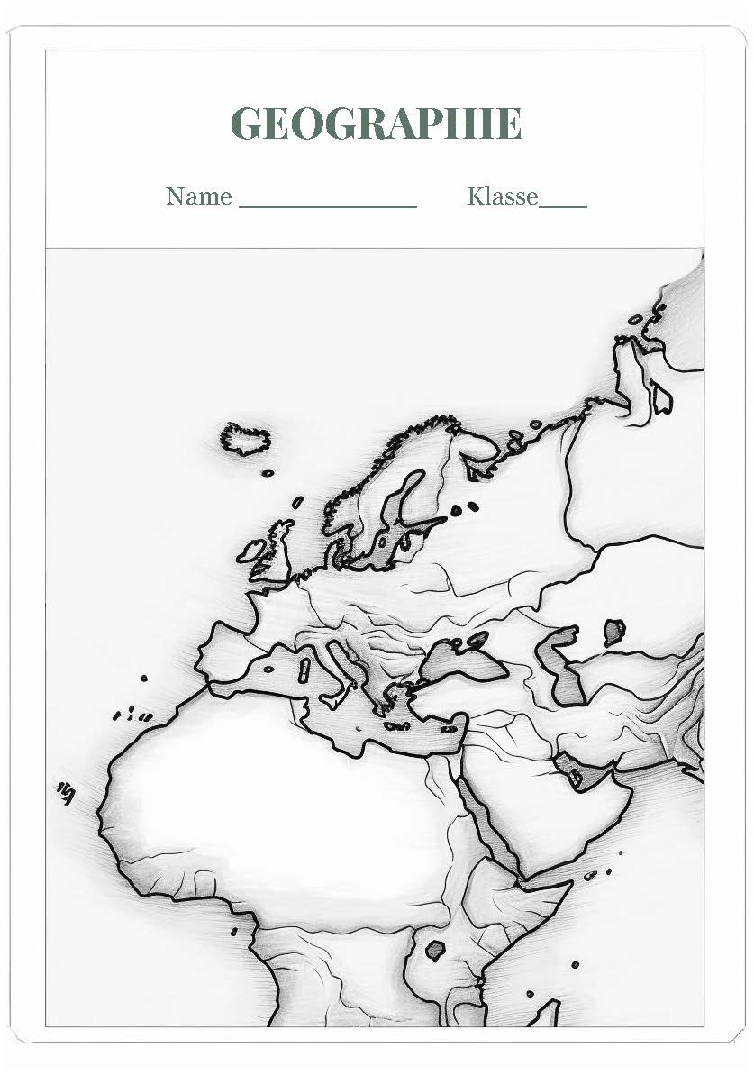 Geographie Deckblatt mit Europakarte zum kostenlosen ausdrucken (pdf)
