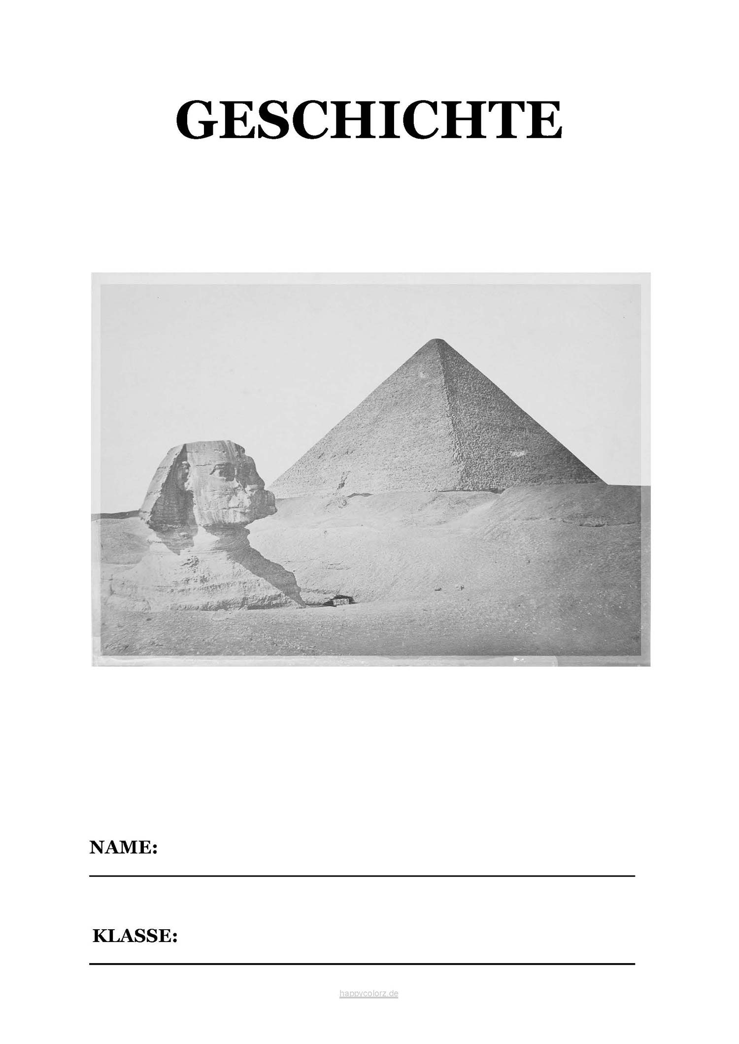 Geschichte Deckblatt mit Pyramide zum kostenlosen ausdrucken (pdf)