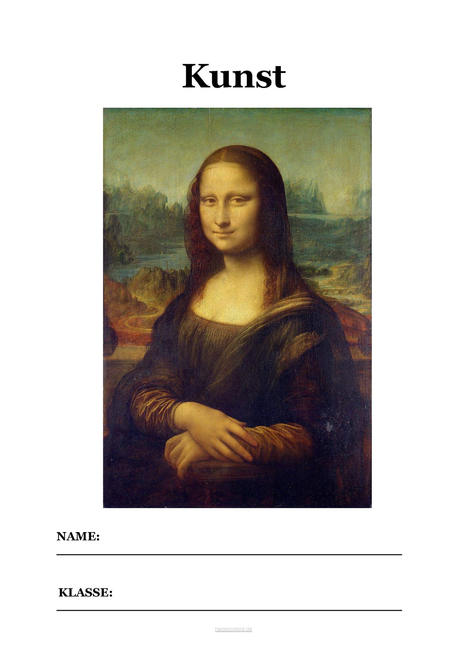 Kunst Deckblatt mit Mona Lisa zum kostenlosen ausdrucken (pdf)