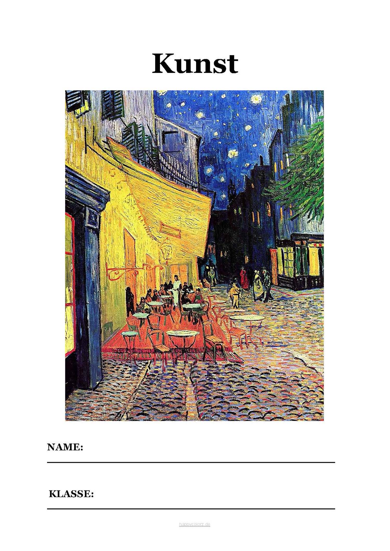 Kunst Deckblatt mit van Gogh zum kostenlosen ausdrucken (pdf)