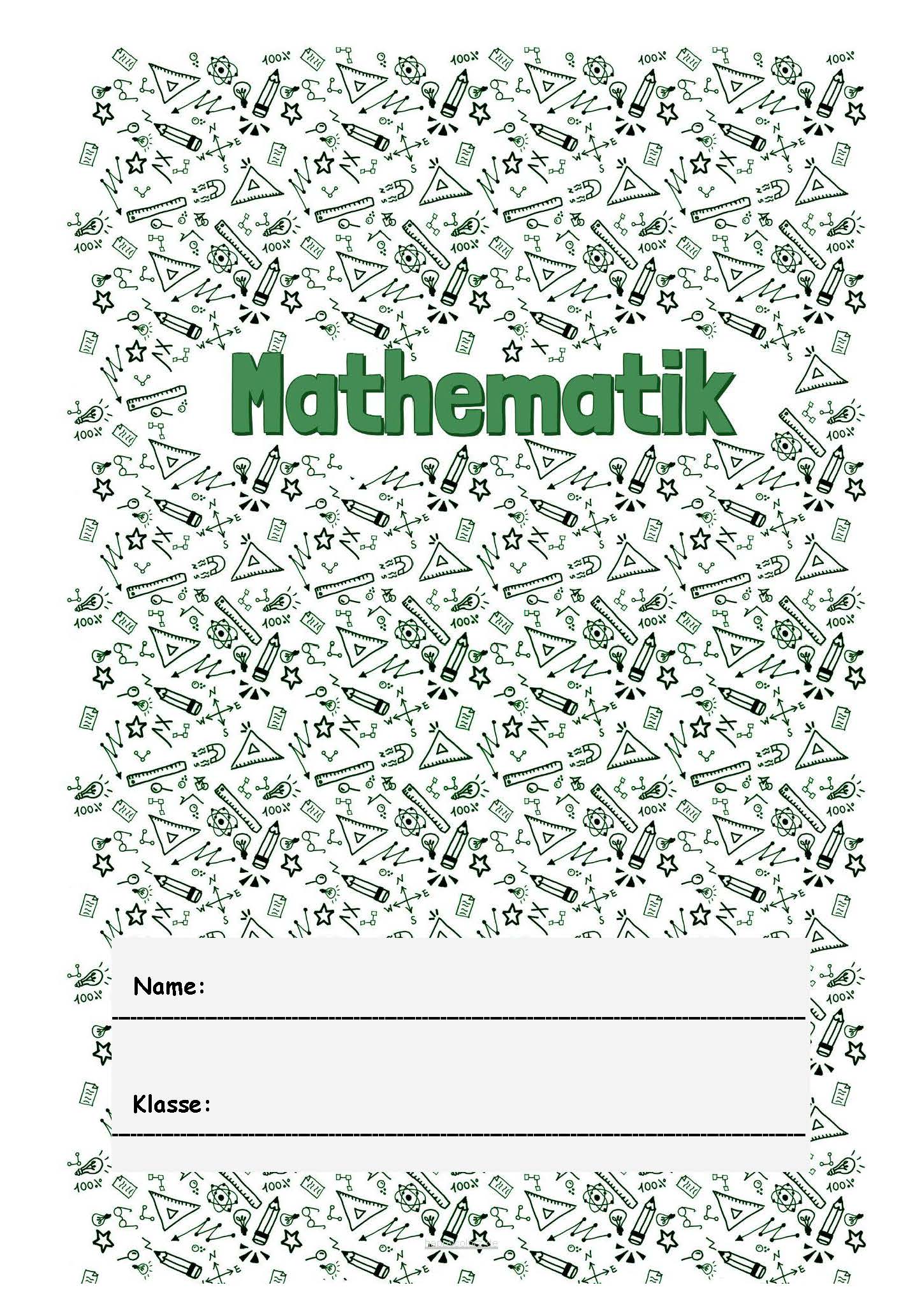 Mathe Deckblatt kostenlos ausdrucken (pdf)