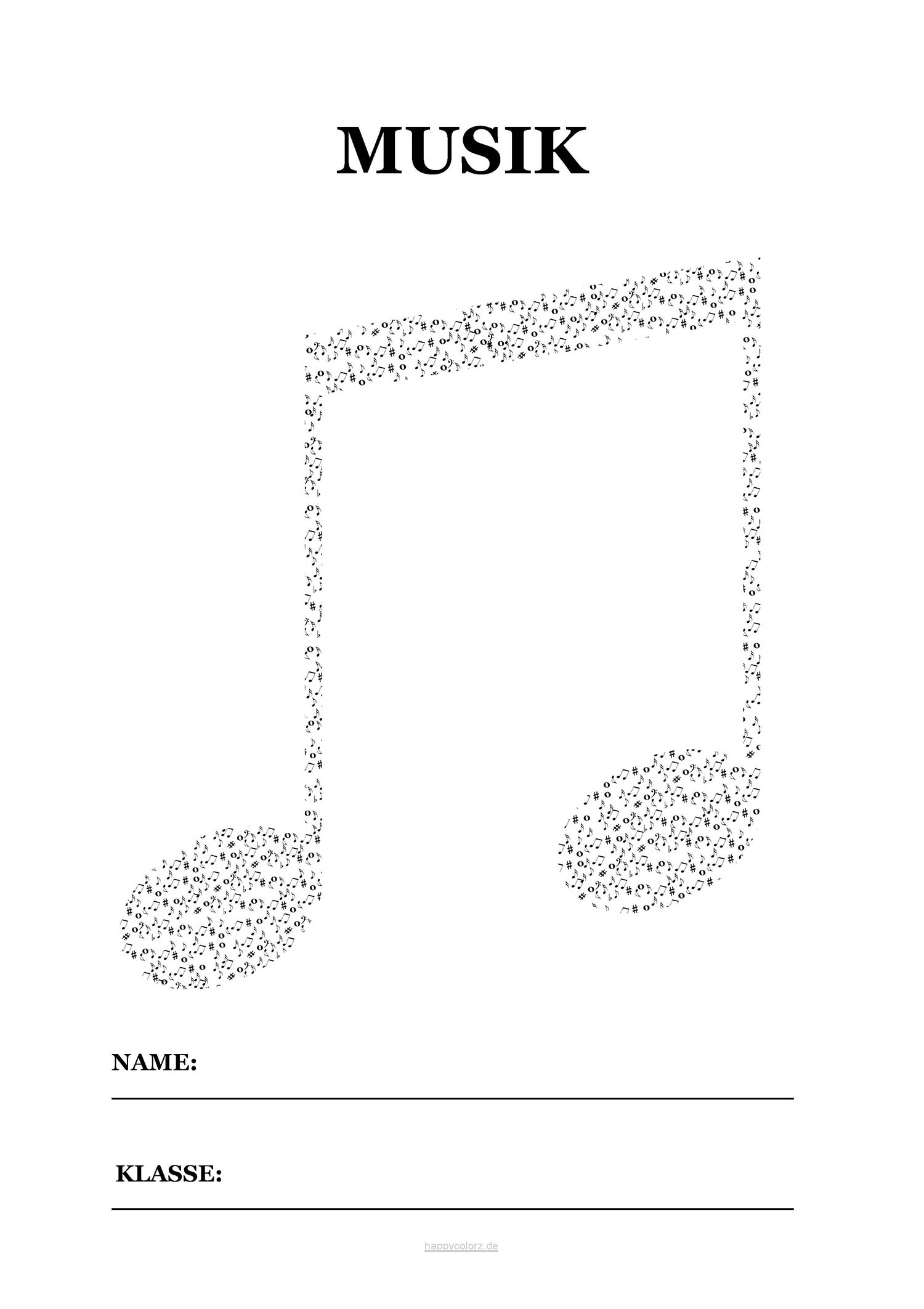 Musik Deckblatt mit Noten zum kostenlosen ausdrucken (pdf)
