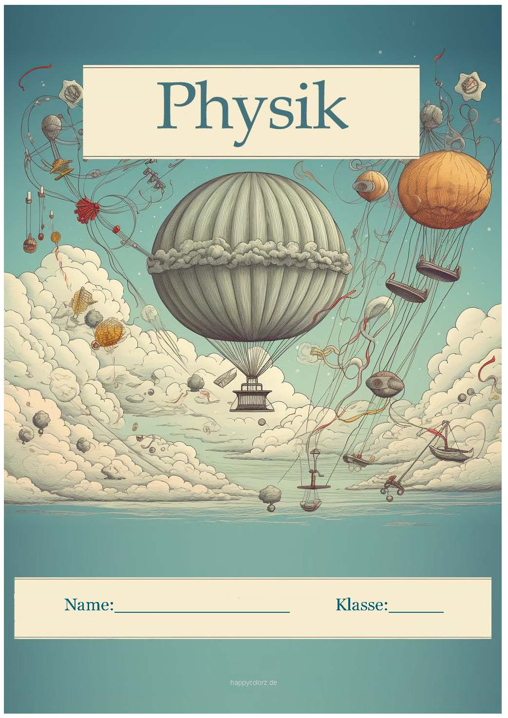 Farbiges Physik Deckblatt zum kostenlosen ausdrucken (pdf)
