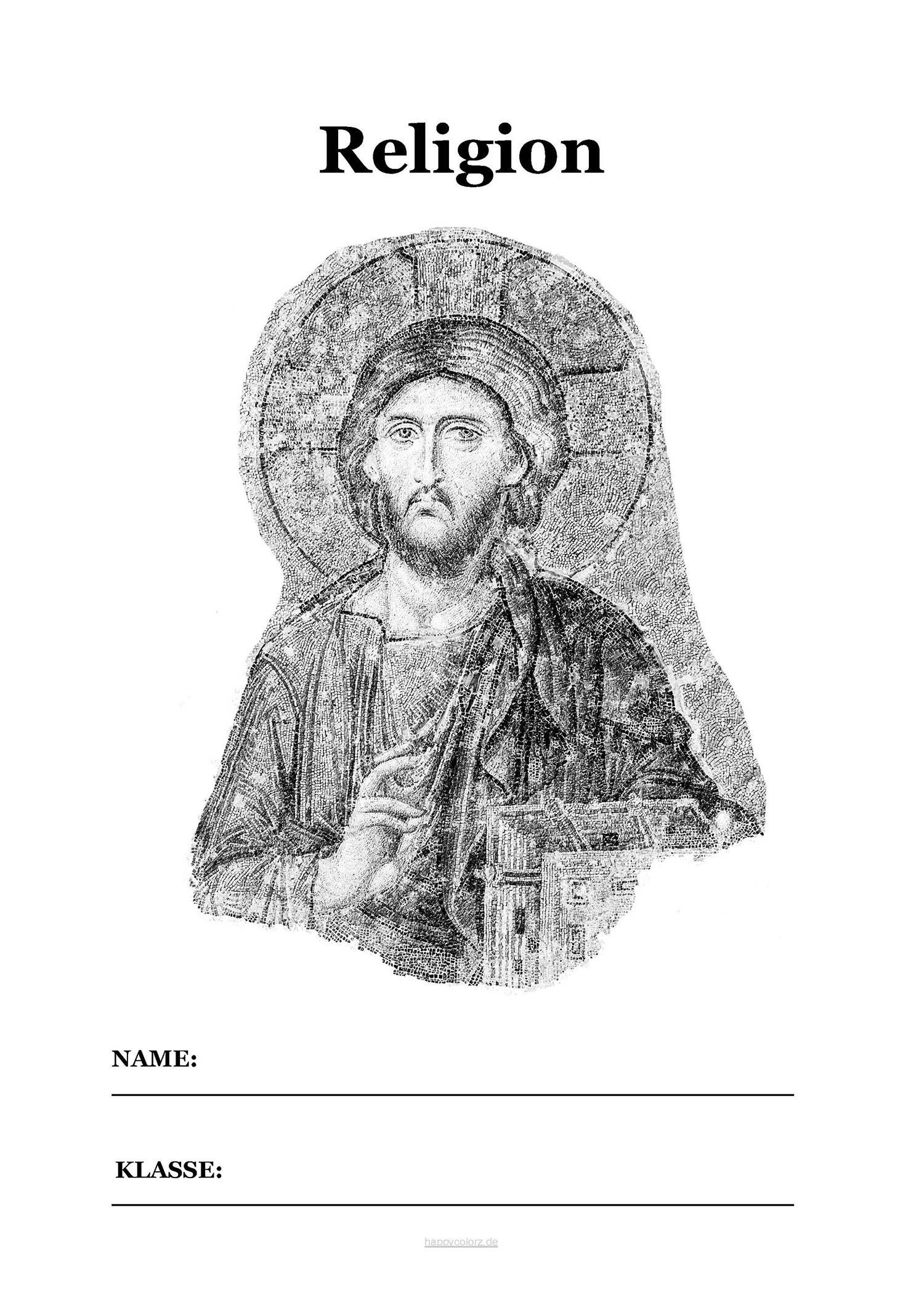 Religion Deckblatt mit Jesus zum kostenlosen ausdrucken (pdf)
