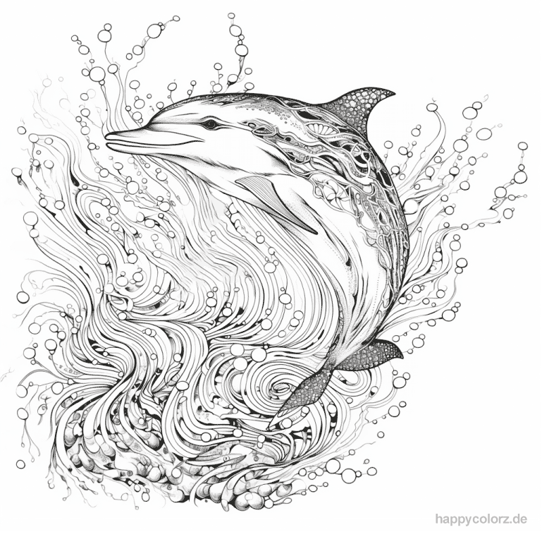 Delfin im Wasser Mandala zum ausdrucken