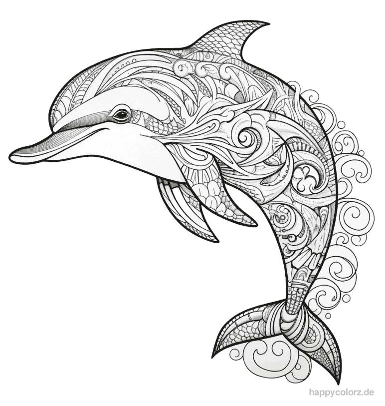 Freundlicher Delfin Mandala zum ausdrucken