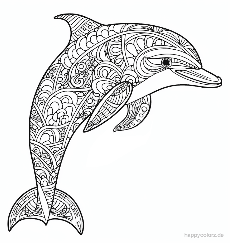 Zentangle Delfin Ausmalbild