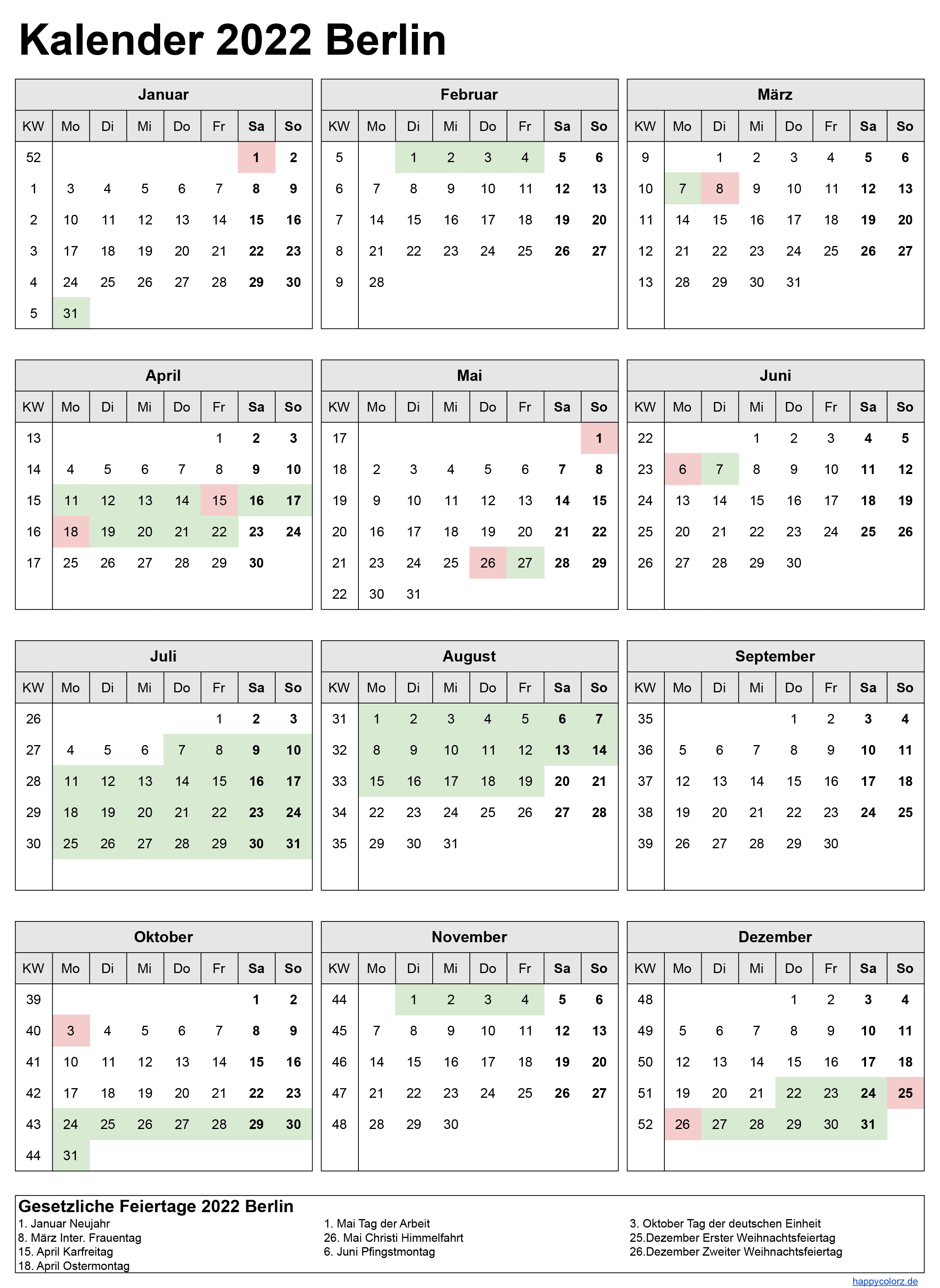 Kalender 2022 Berlin zum Ausdrucken