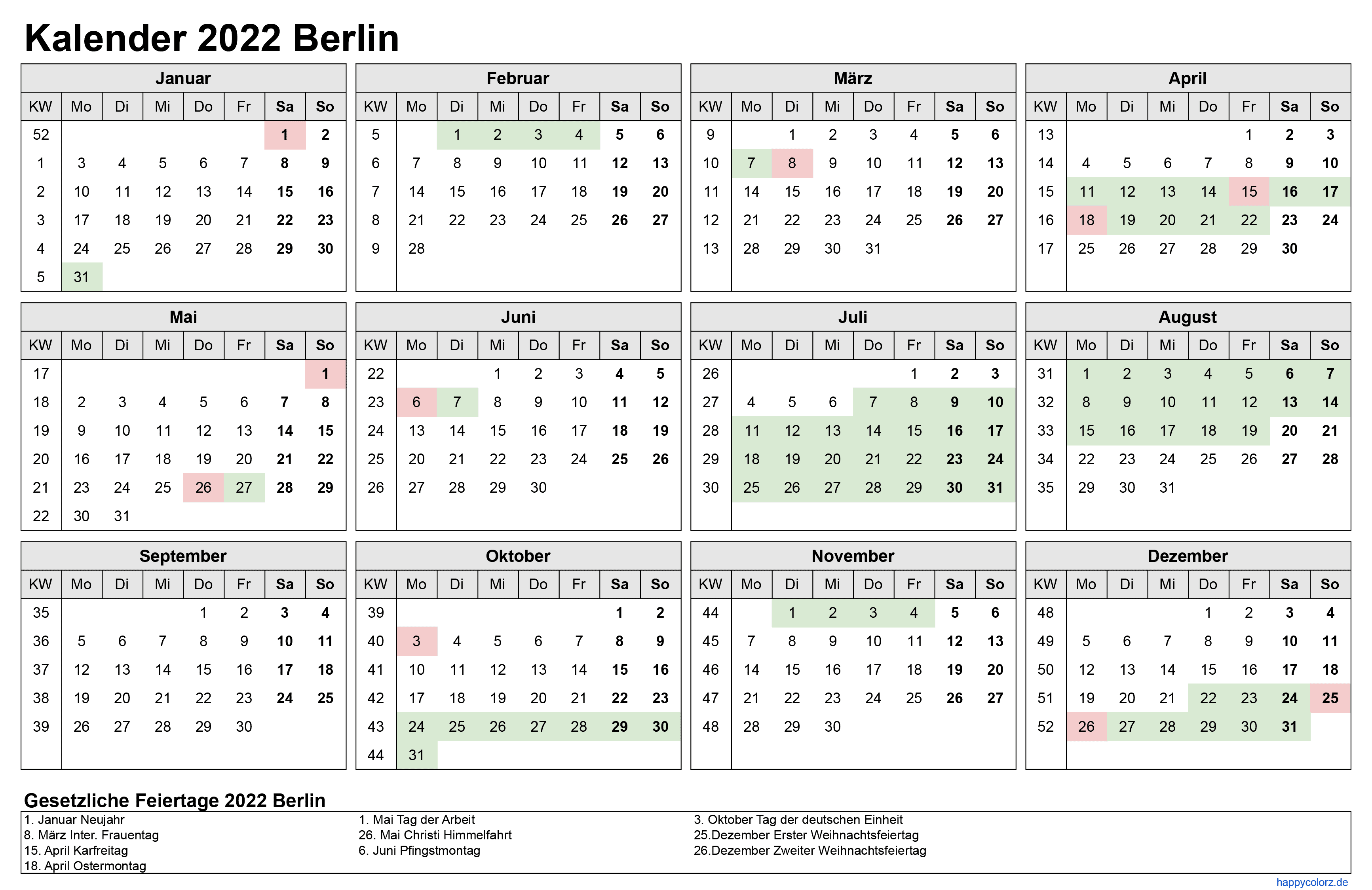 Kalender 2022 Berlin zum Ausdrucken