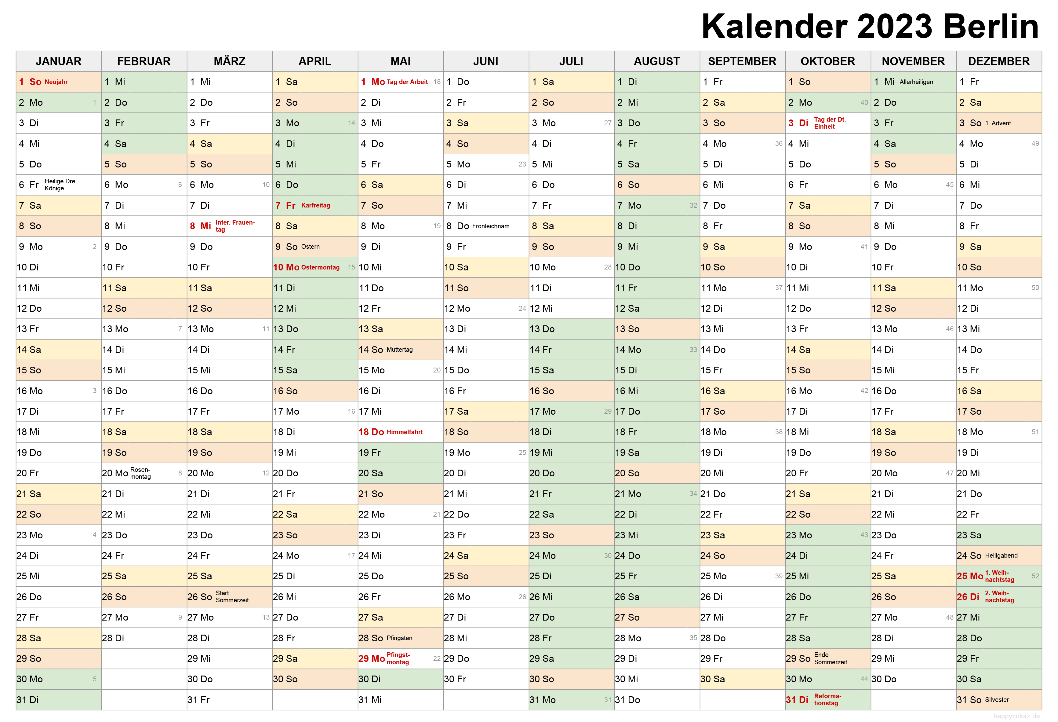 Kalender 2023 Berlin zum Ausdrucken
