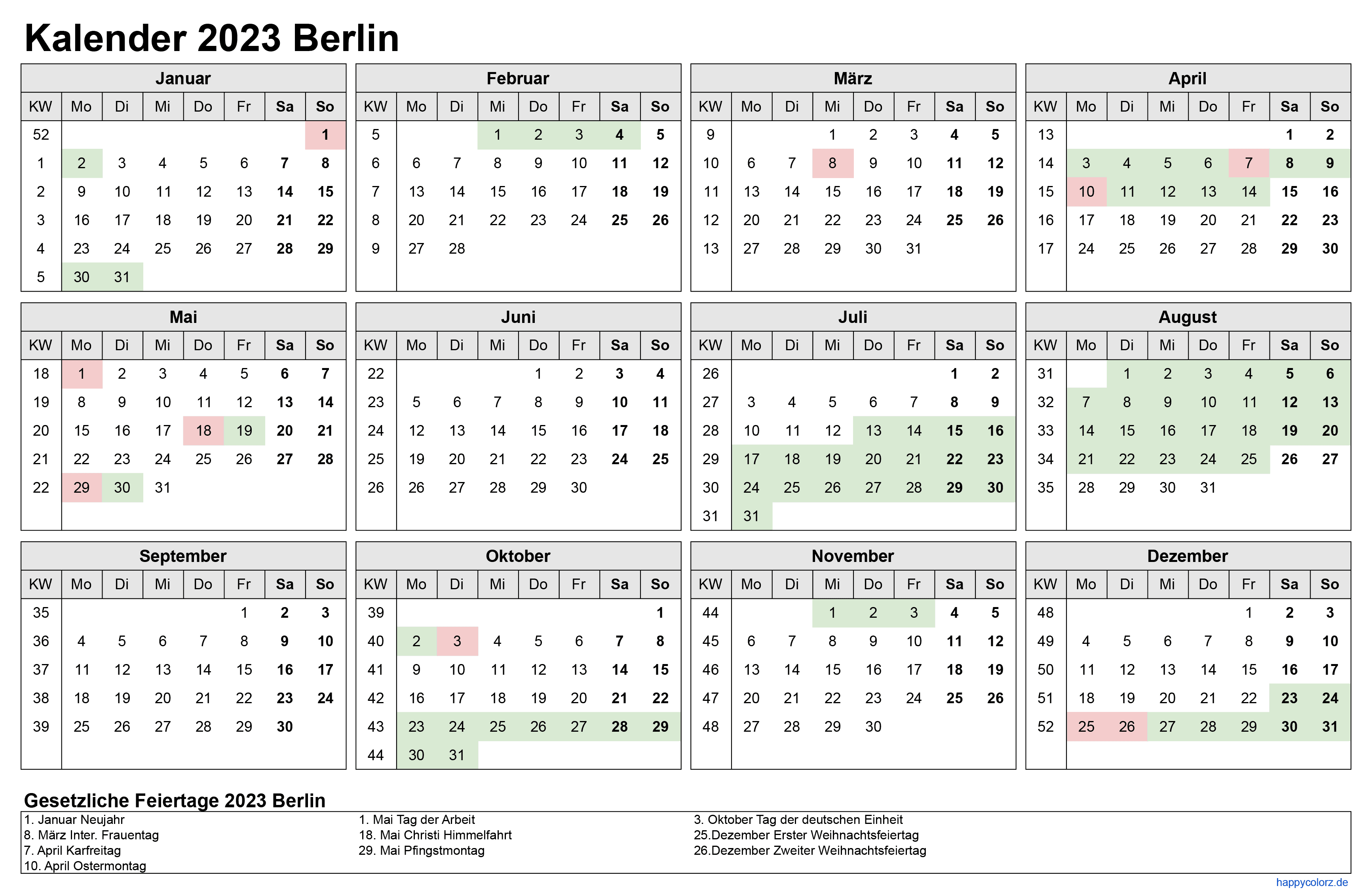 Kalender 2023 Berlin zum Ausdrucken