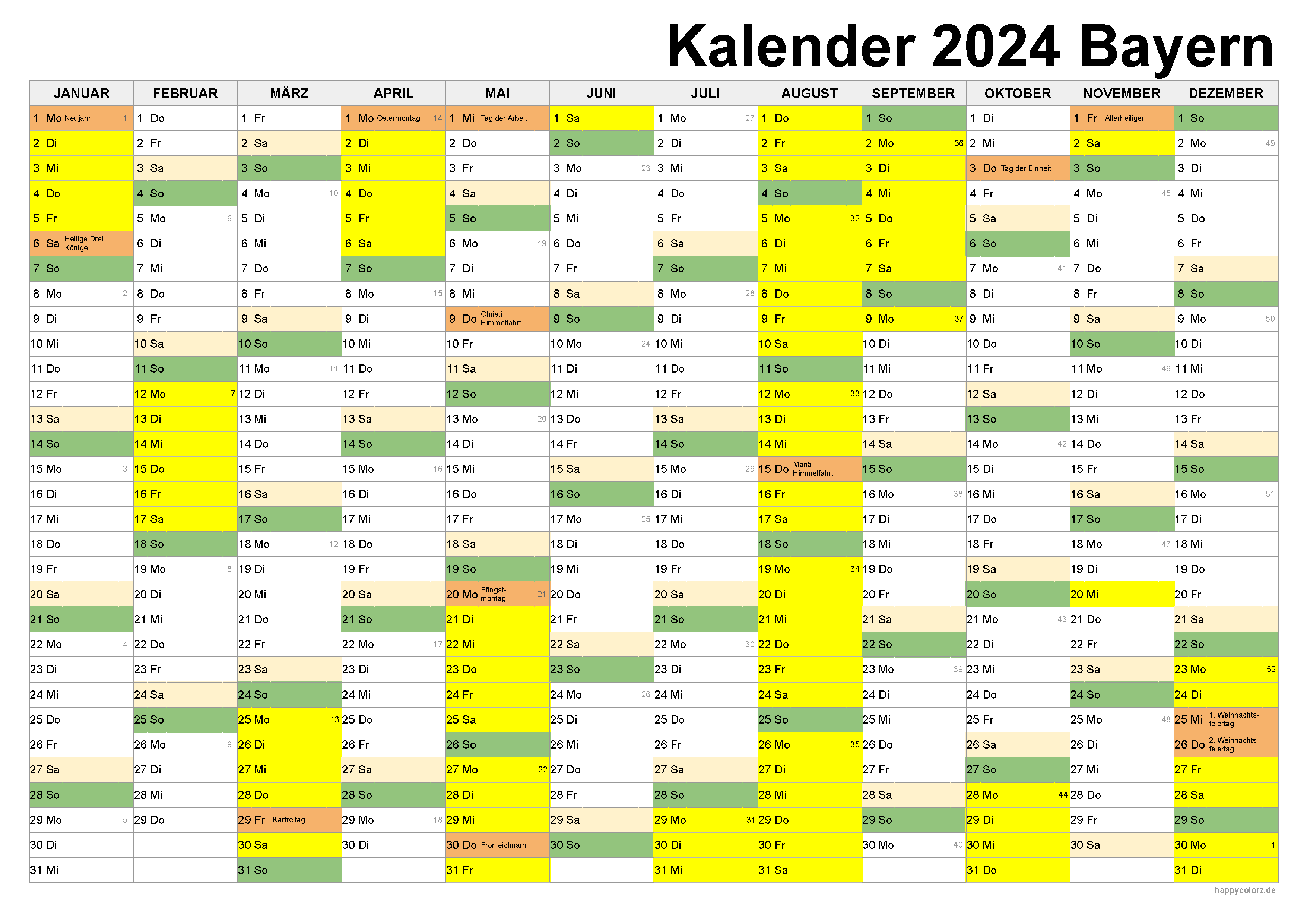 Kalender 2024 Bayern zum Ausdrucken