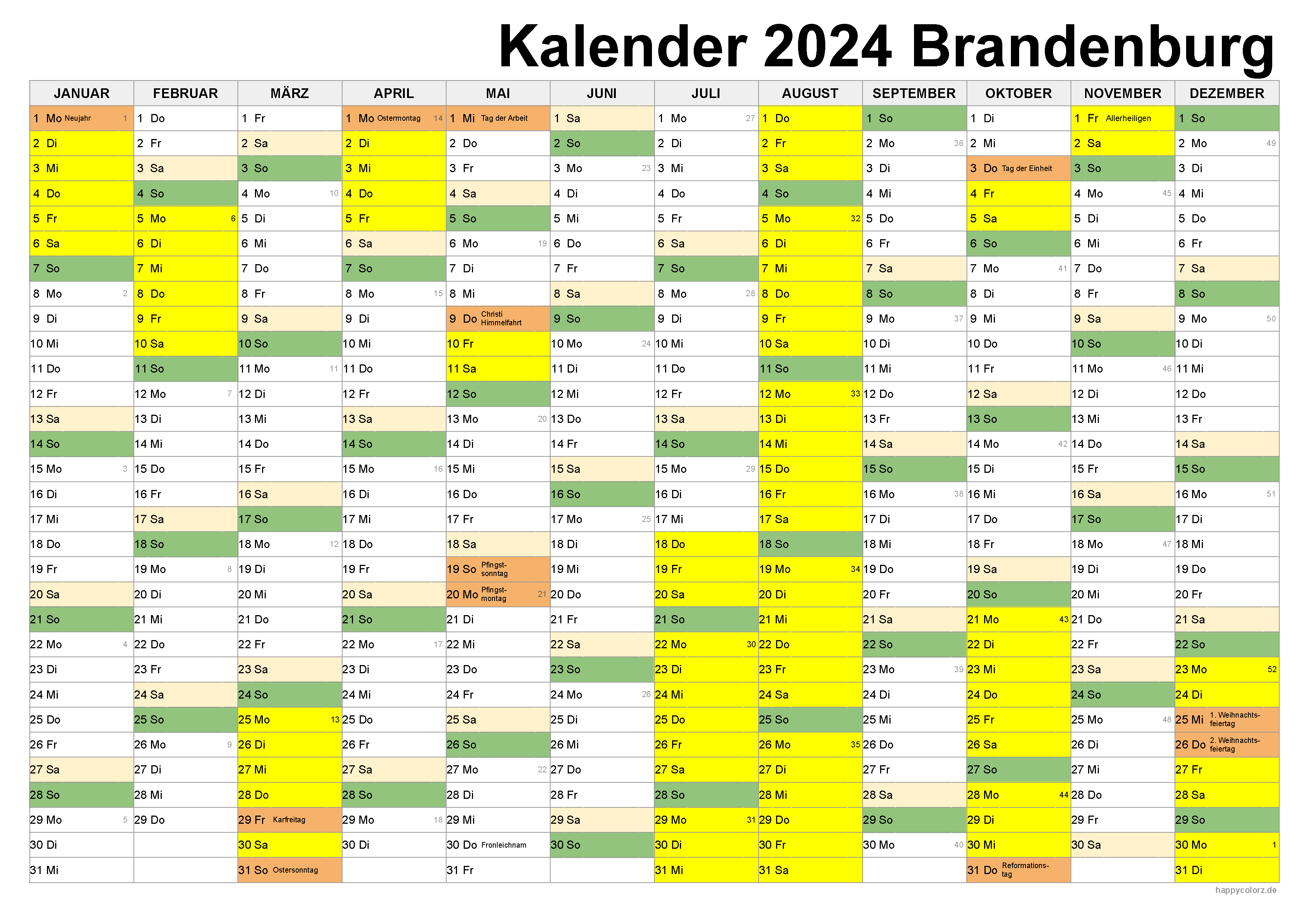 Kalender 2024 Brandenburg zum Ausdrucken