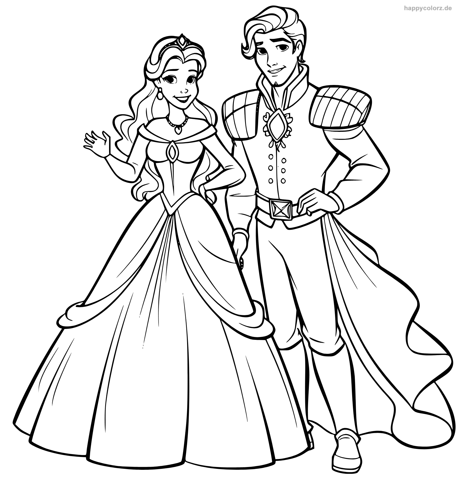 Prinzessin und Prinz Ausmalbild